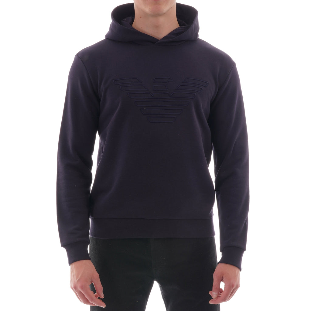 Emporio Armani Eagle Embroidered Hoodie - Navy