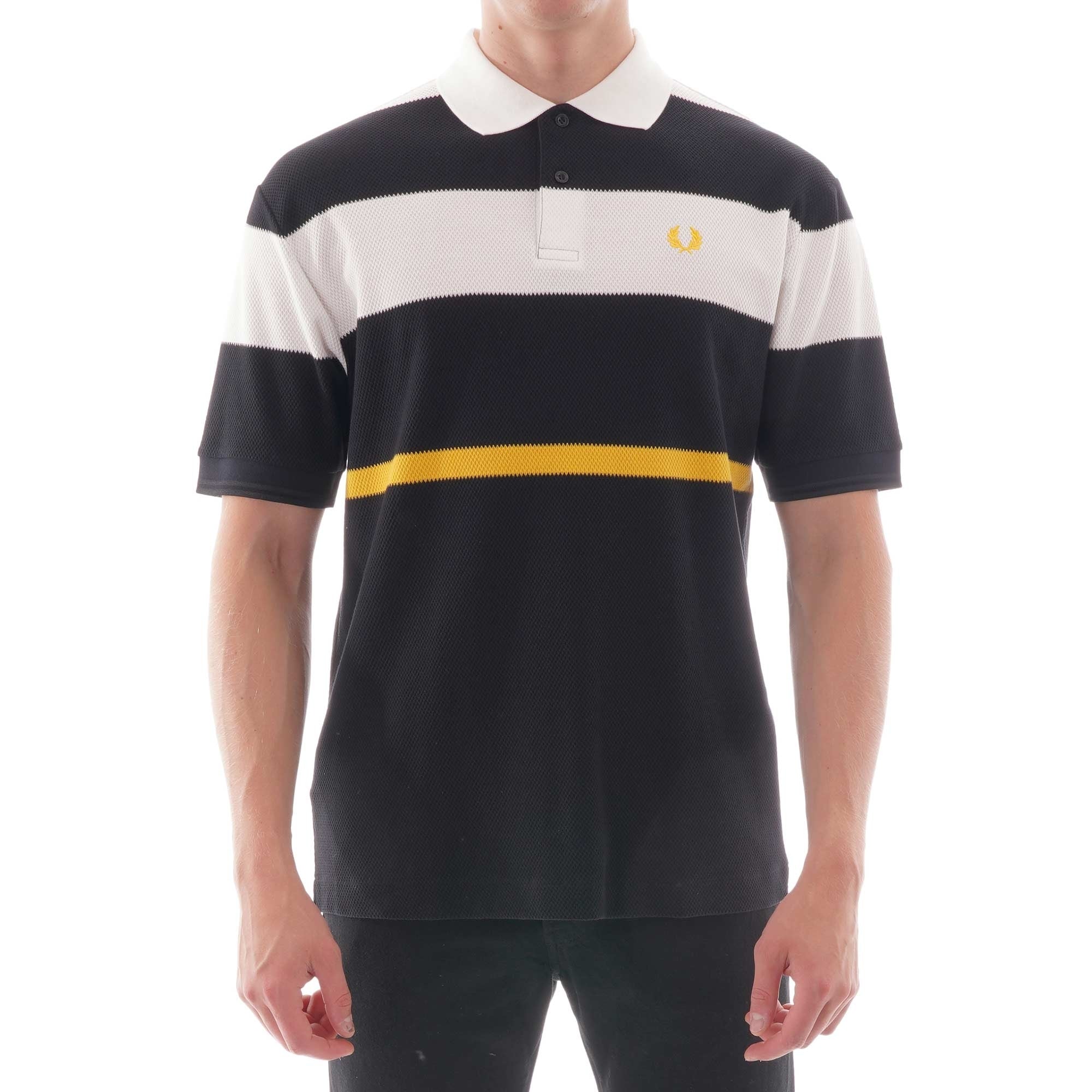 Fred Perry Bold Stripe Polo Shirt - Black