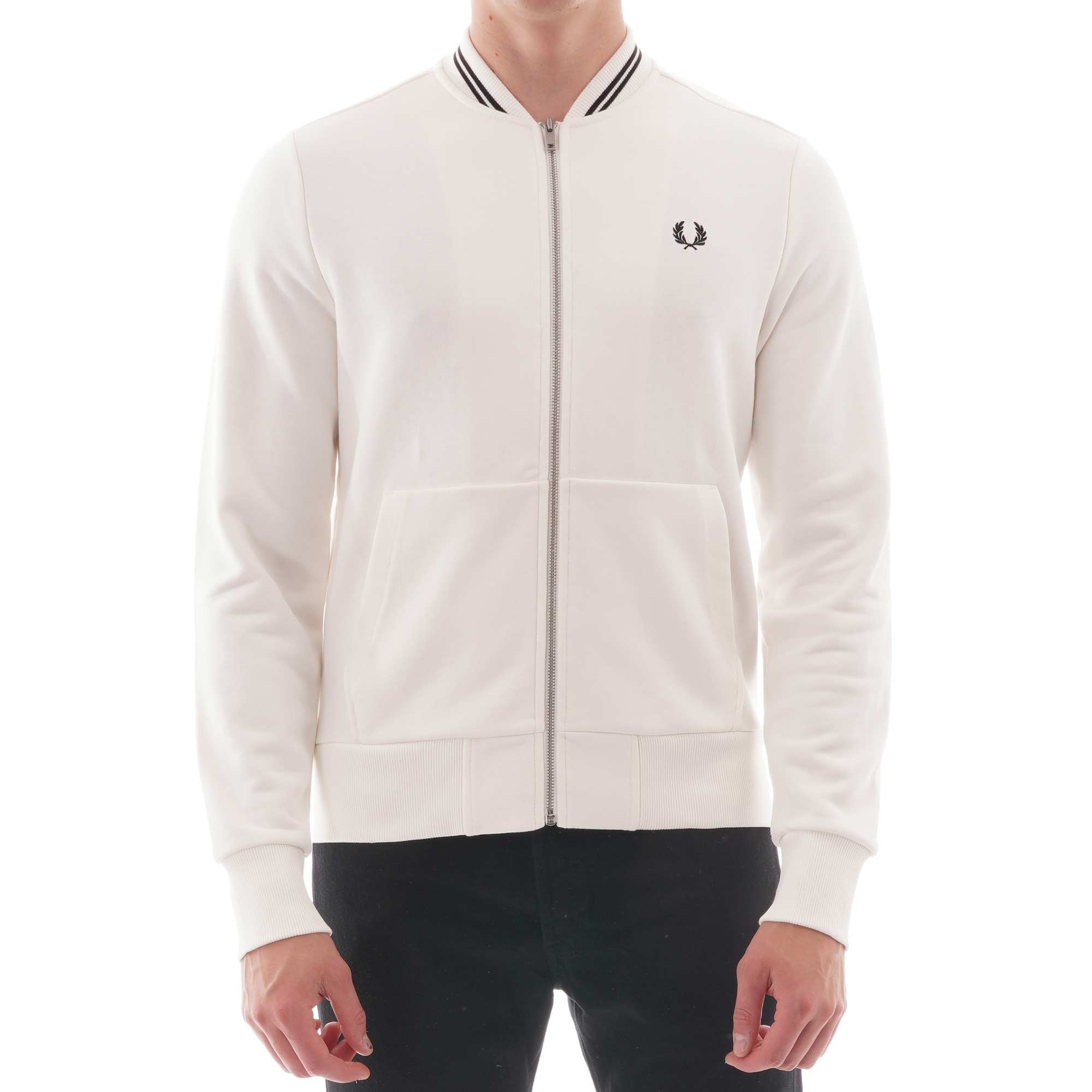Fred Perry Zip Through Sweatshirt - Snow White