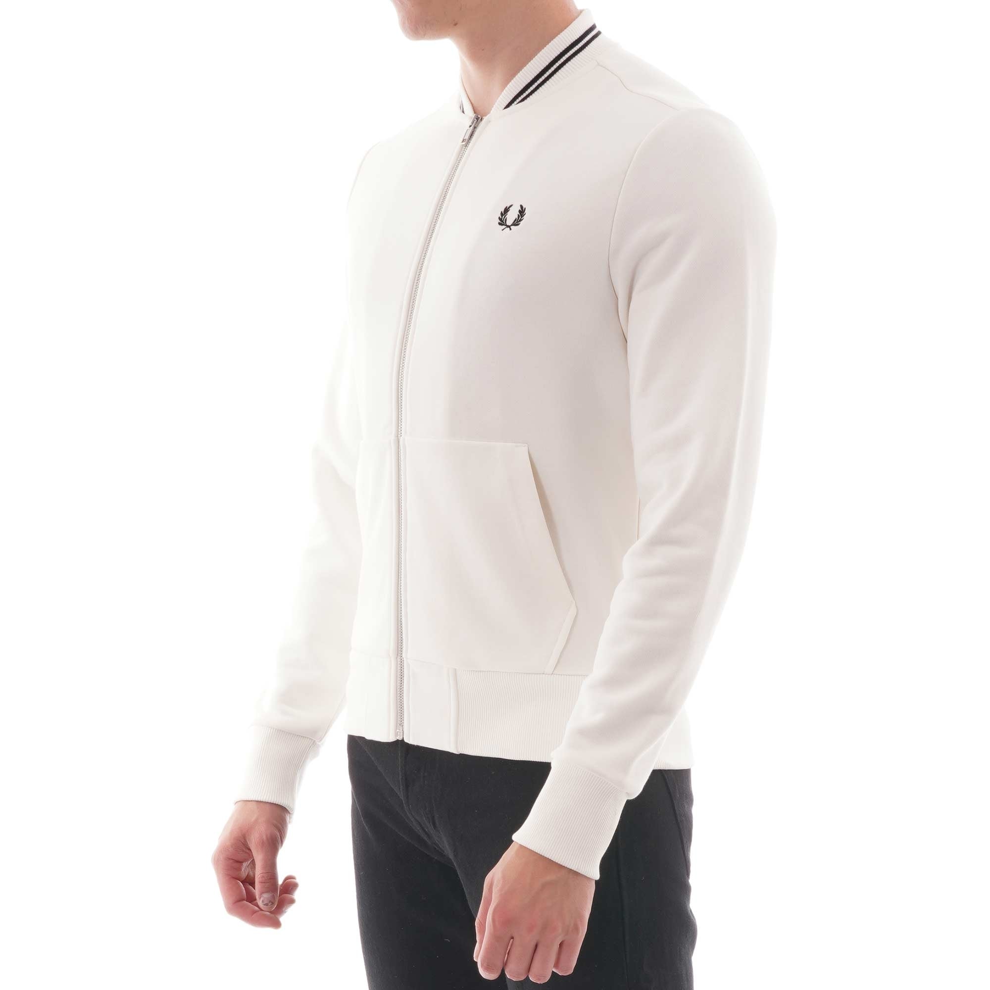 Fred Perry Zip Through Sweatshirt - Snow White