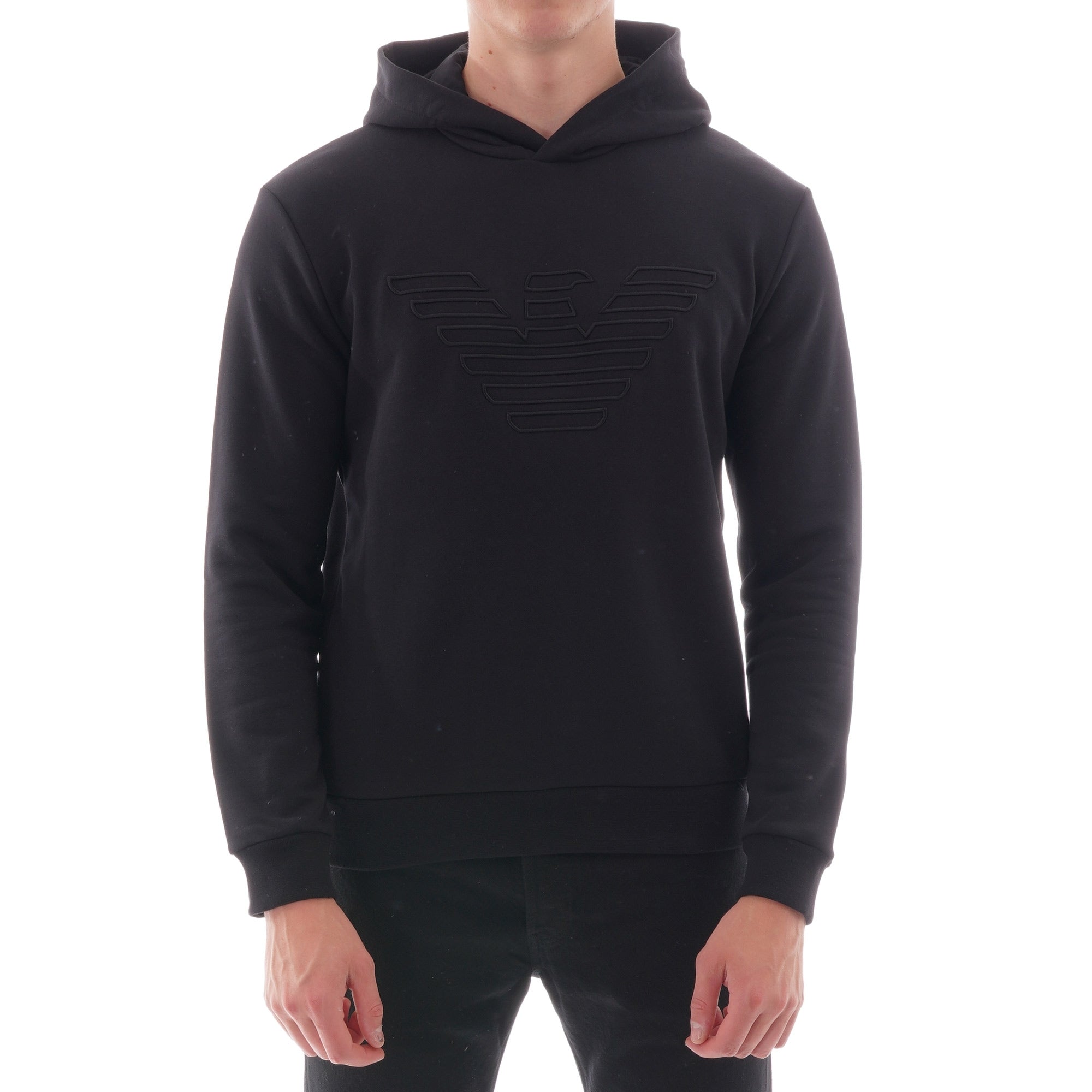 Emporio Armani Eagle Embroidered Hoodie - Black
