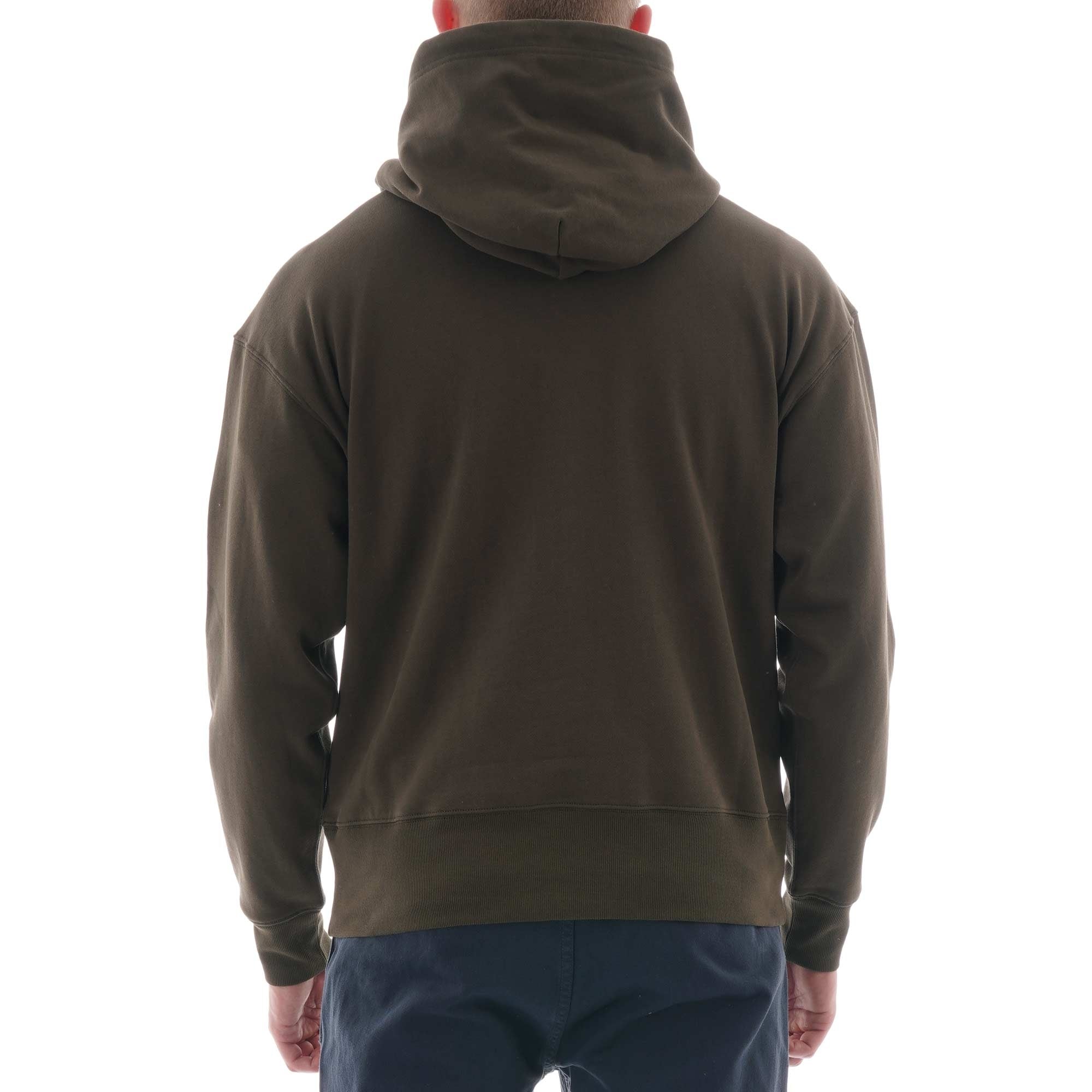 Nigel Cabourn Embroidered Globe Logo Pullover Hoody Ð Army