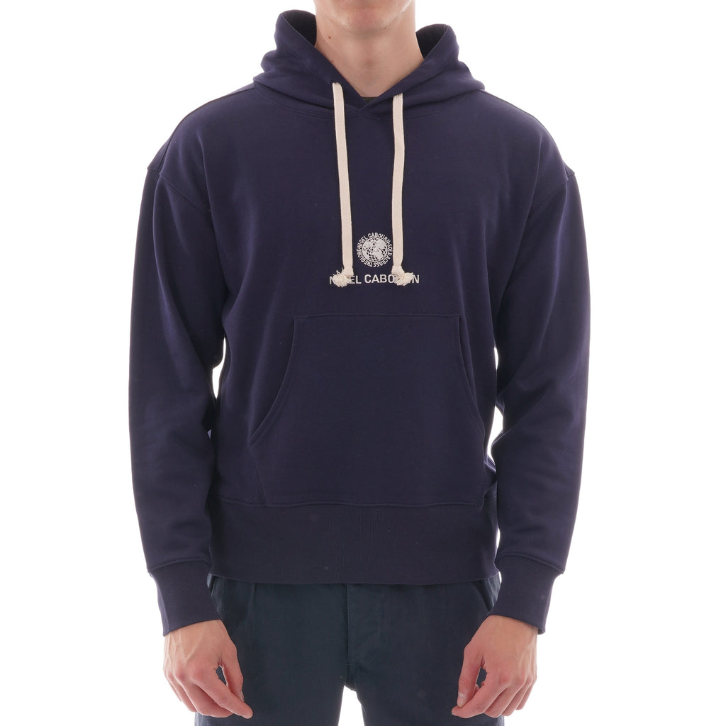 Nigel Cabourn Embroidered Globe Logo Pullover Hoody Ð Navy