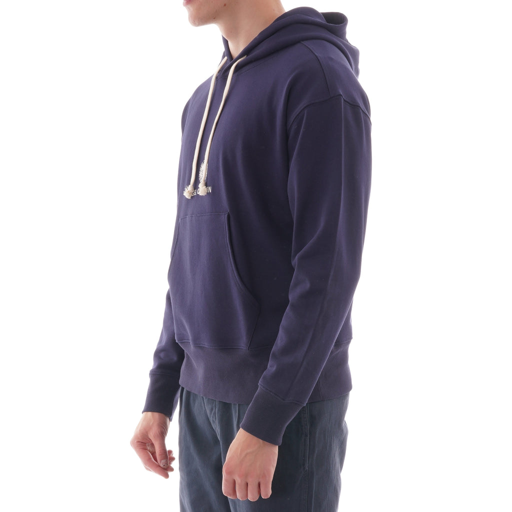 Nigel Cabourn Embroidered Globe Logo Pullover Hoody Ð Navy