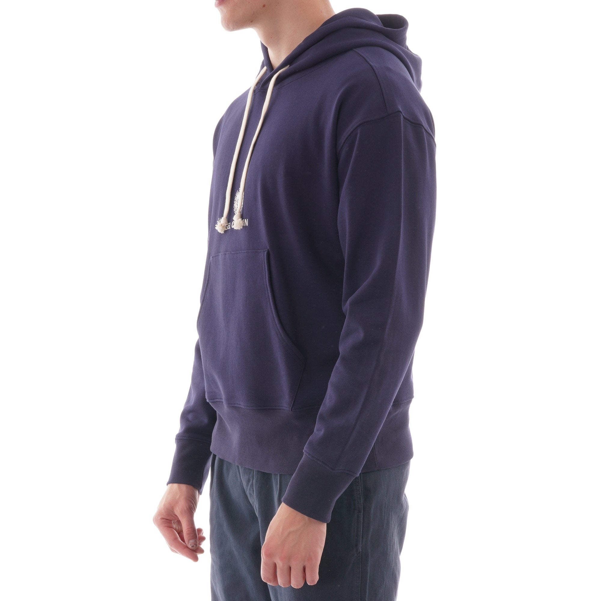 Nigel Cabourn Embroidered Globe Logo Pullover Hoody Ð Navy