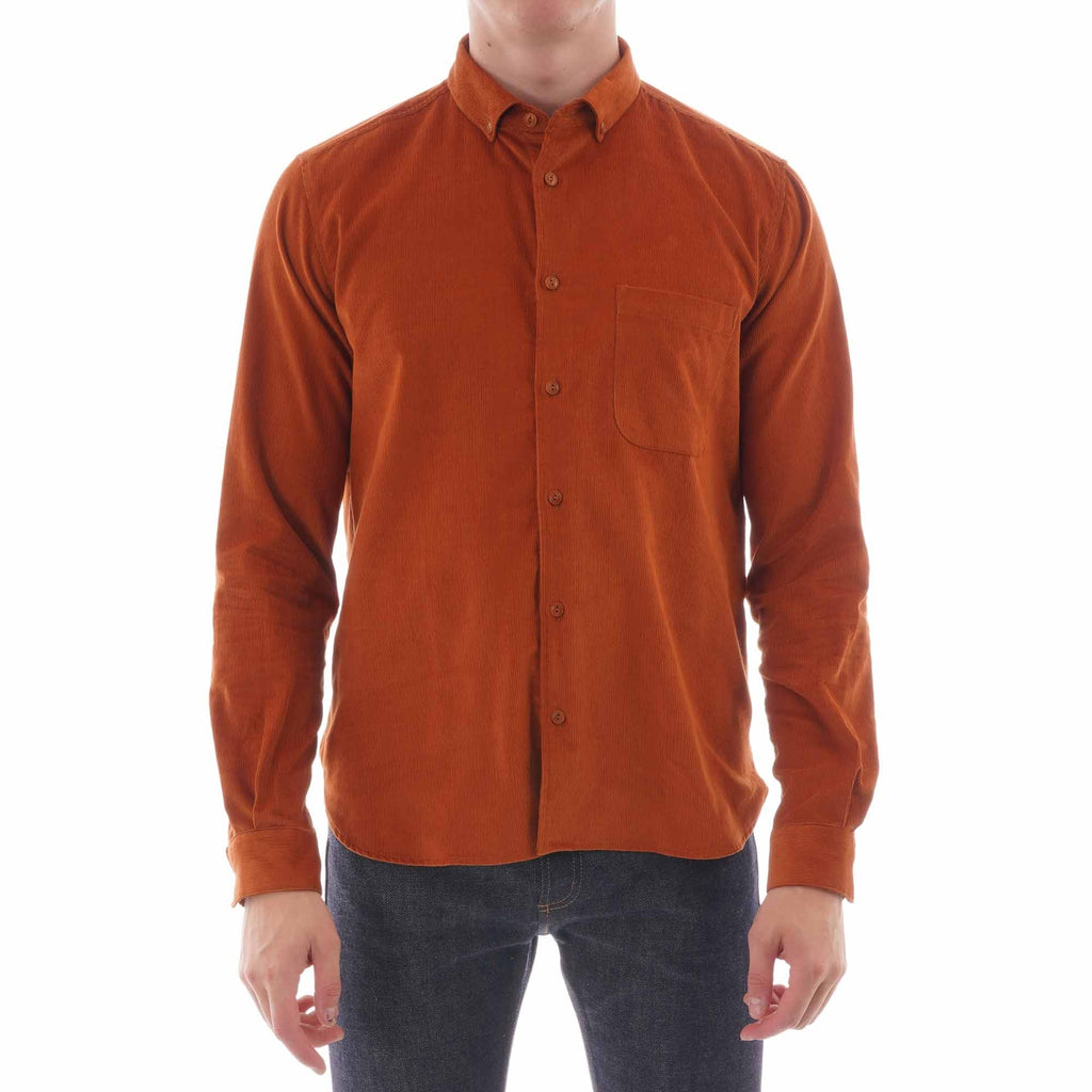 YMC Button Down Dean Cord shirt - Rust
