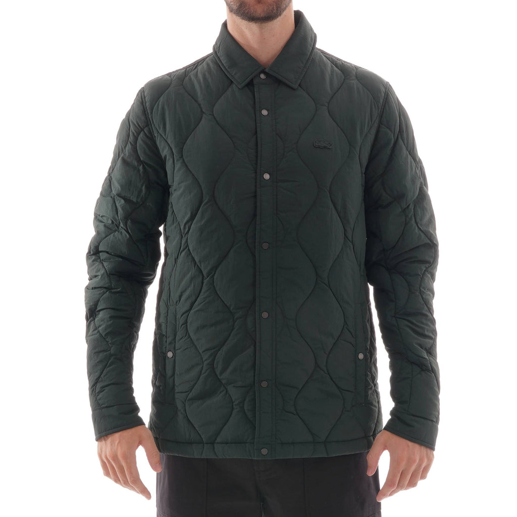 Lacoste Lightweight Collapsible Snap Quilted Jacket - Green