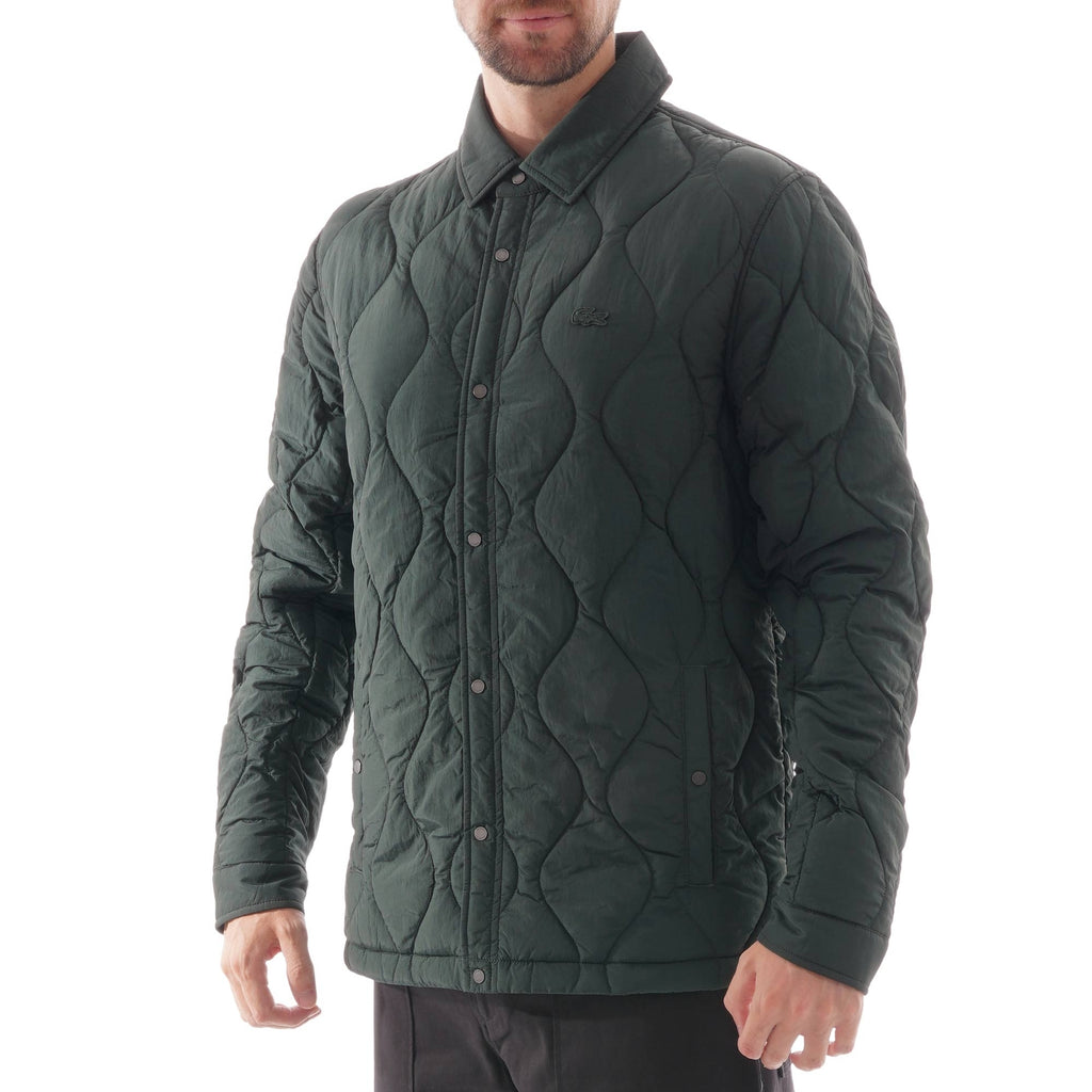 Lacoste Lightweight Collapsible Snap Quilted Jacket - Green