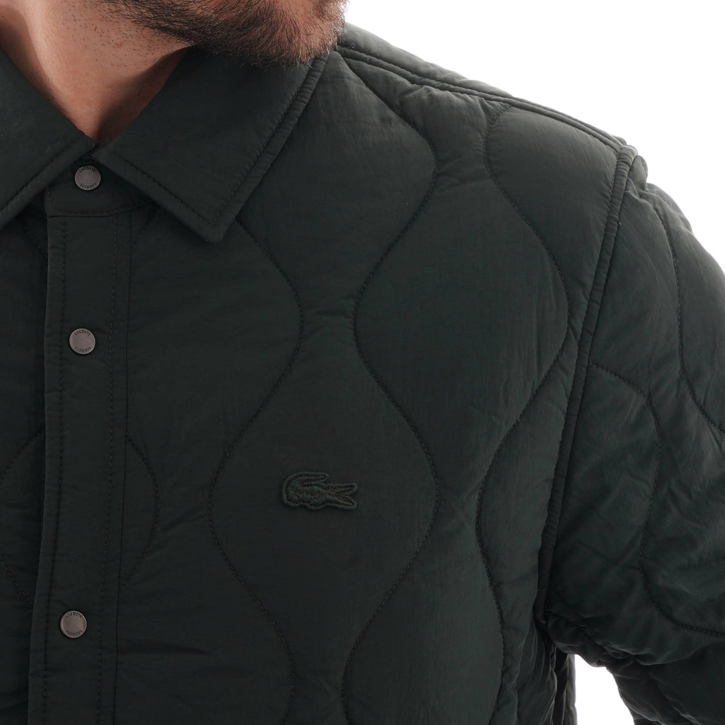 Lacoste Lightweight Collapsible Snap Quilted Jacket - Green