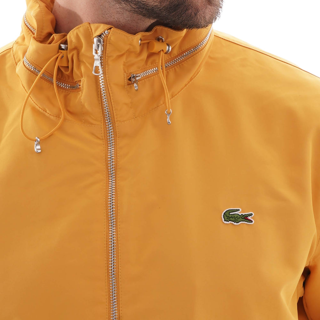 Lacoste Concealed Hood Combinable Lightweight Zip Windbreaker - Yellow
