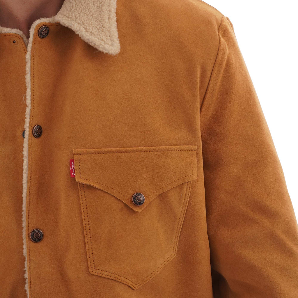 Suede Sherpa Jacket  - Tan
