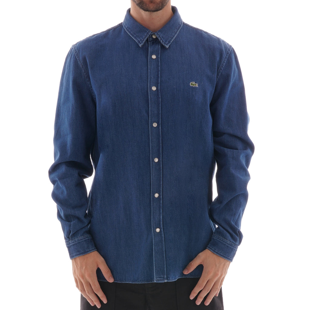 Lacoste Loose Fit Snap Denim Shirt - Indigo