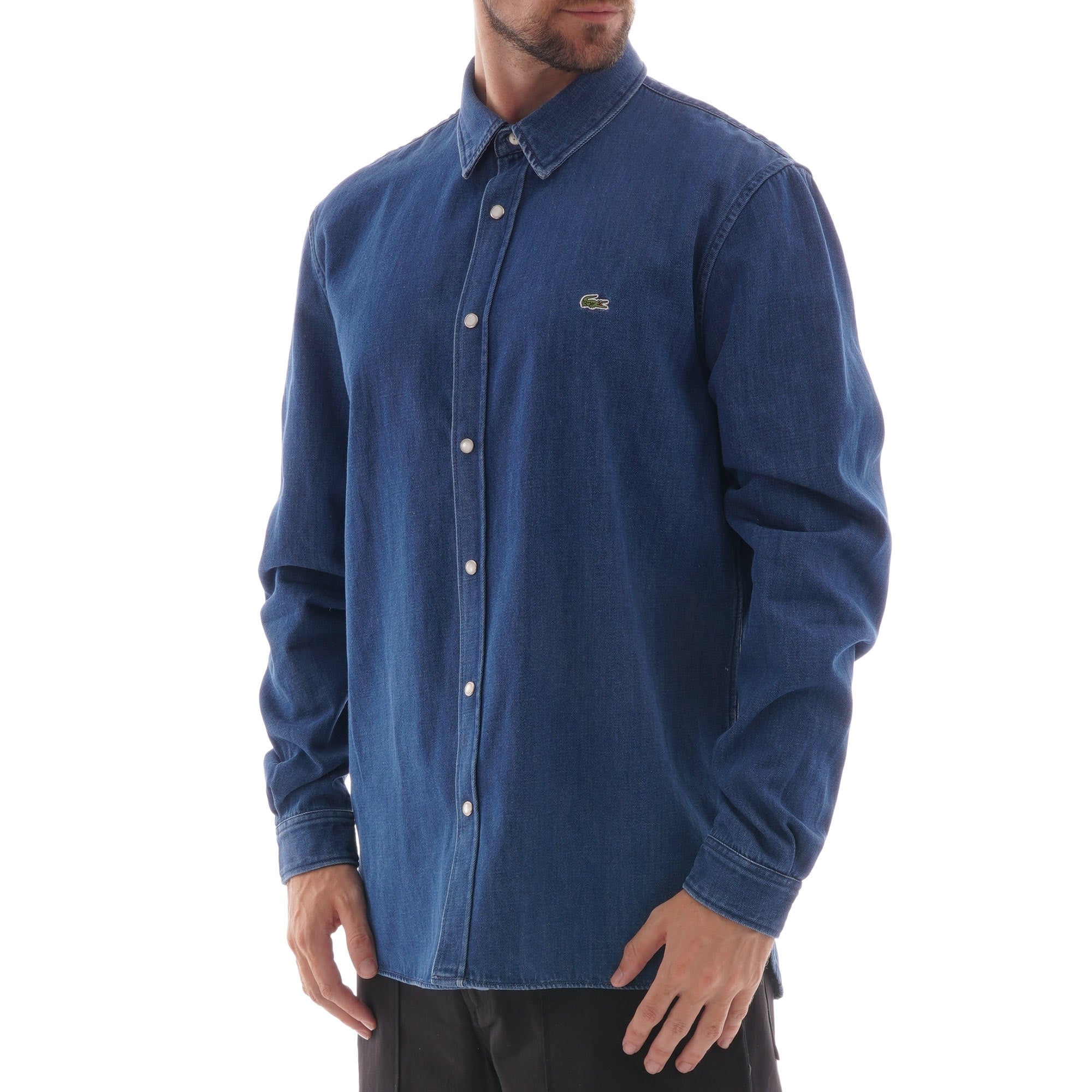Lacoste Loose Fit Snap Denim Shirt - Indigo – Stuarts London