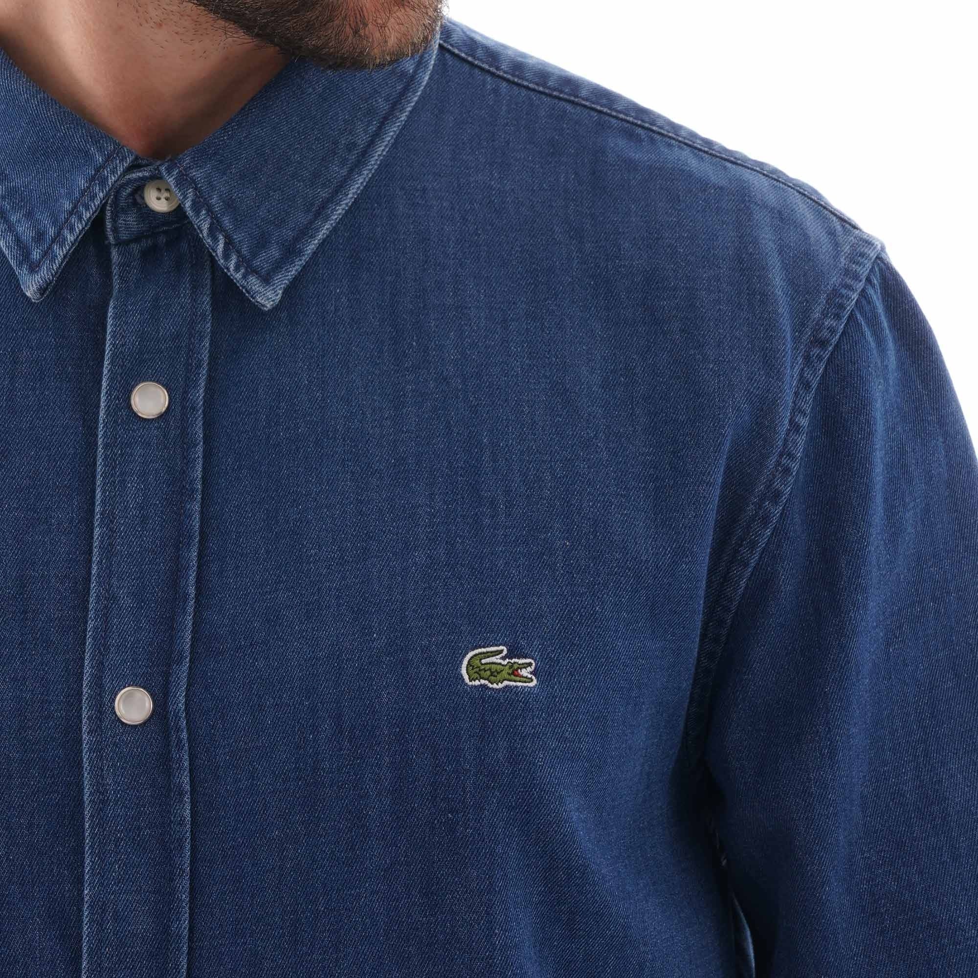 Lacoste Loose Fit Snap Denim Shirt - Indigo