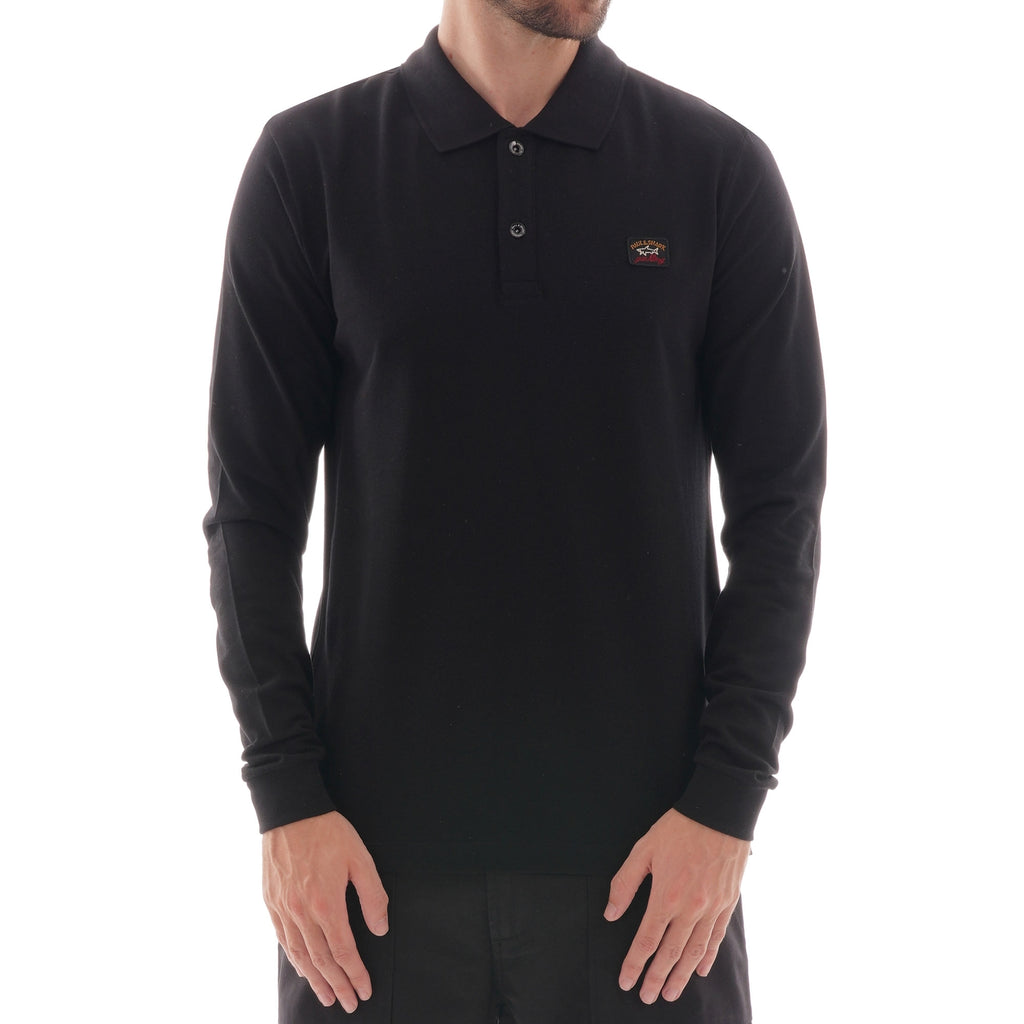 Paul and Shark Patch Long Sleeve Polo - Black