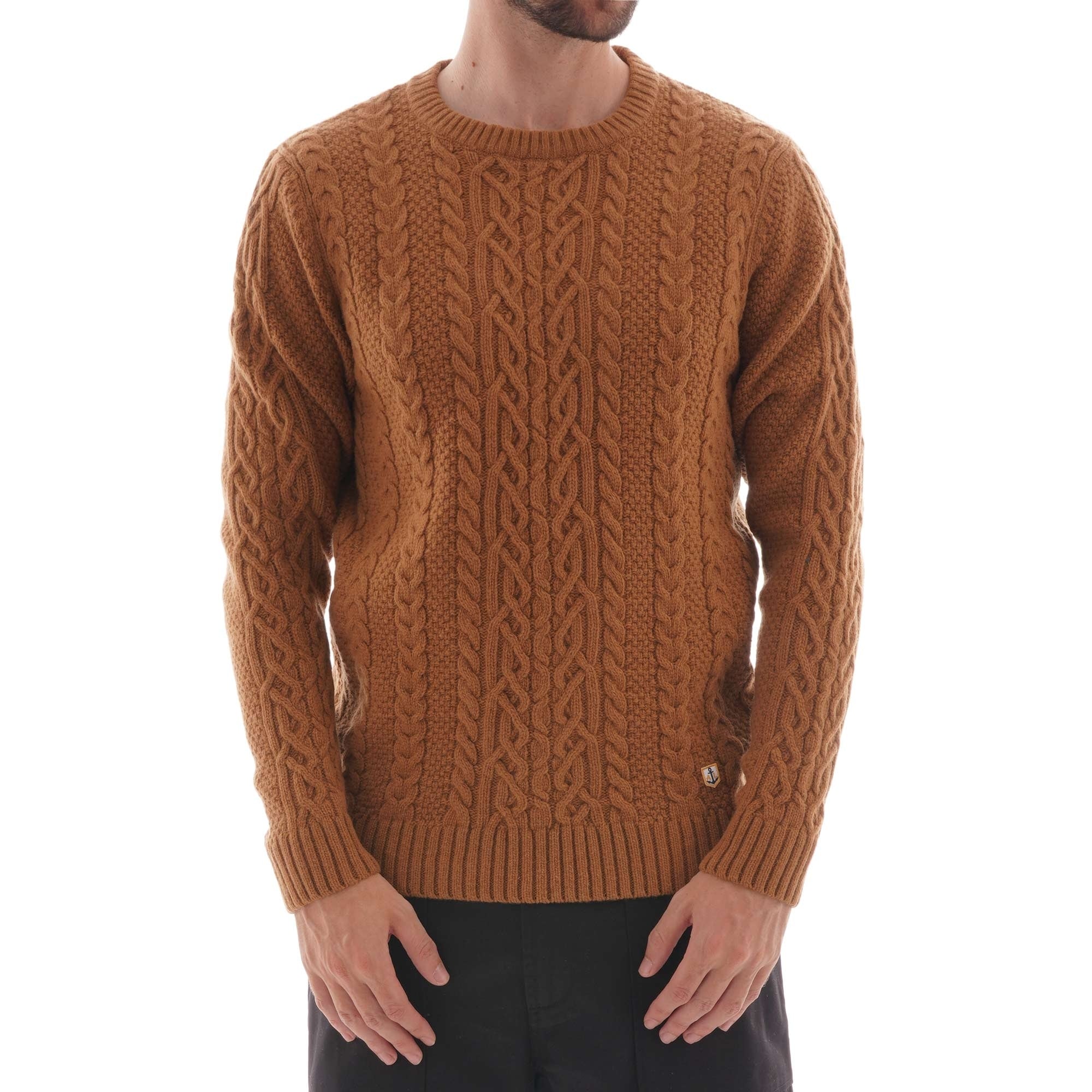 Armor Lux Pull Irlandias Cable Knit Jumper - Brown