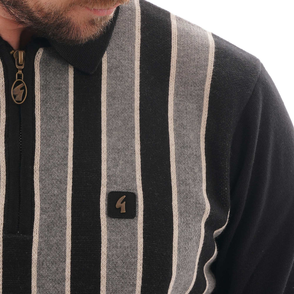 Gabicci Vintage Half Zip Knitwear - Black
