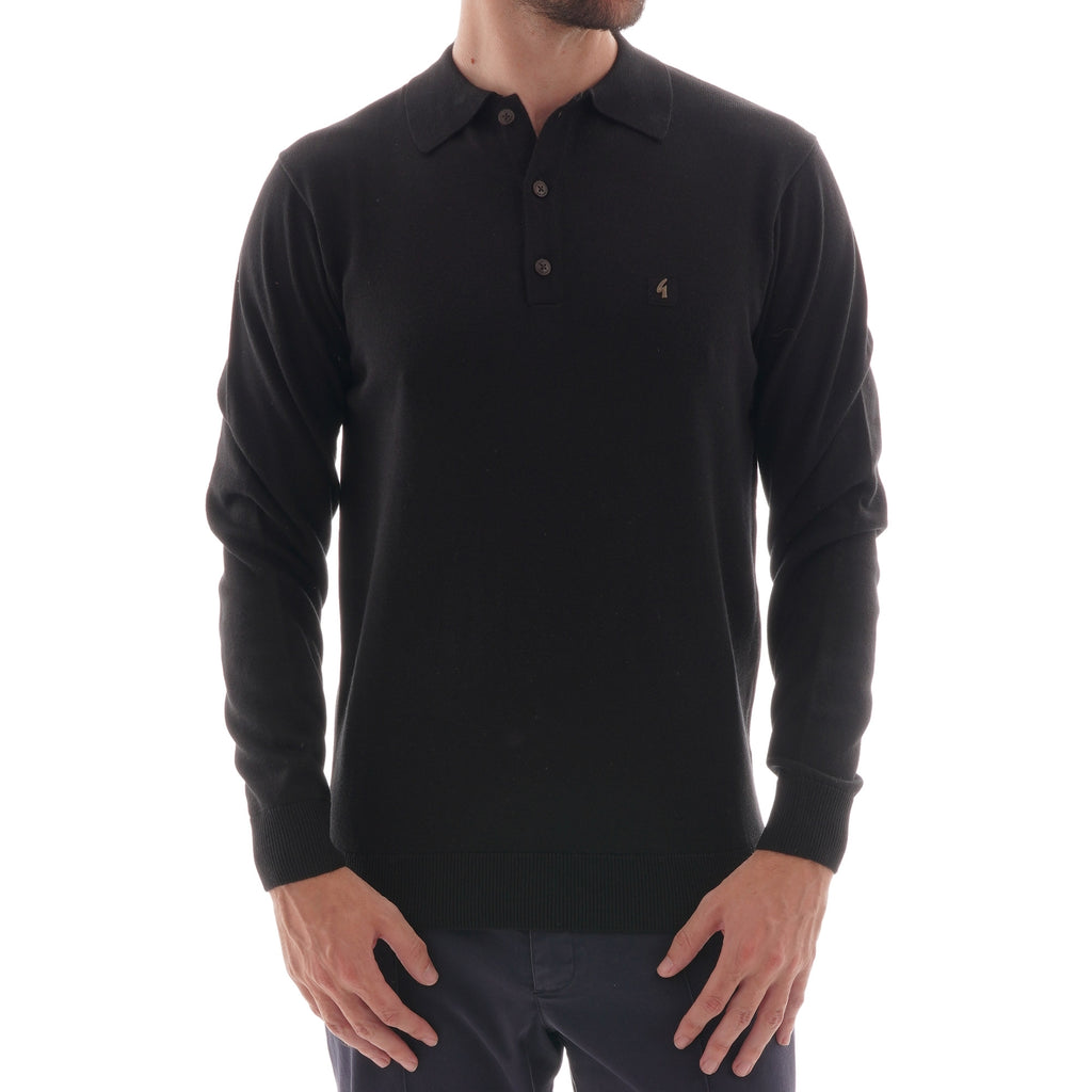 Gabicci Vintage Francesco Knitted Polo Shirt - Black