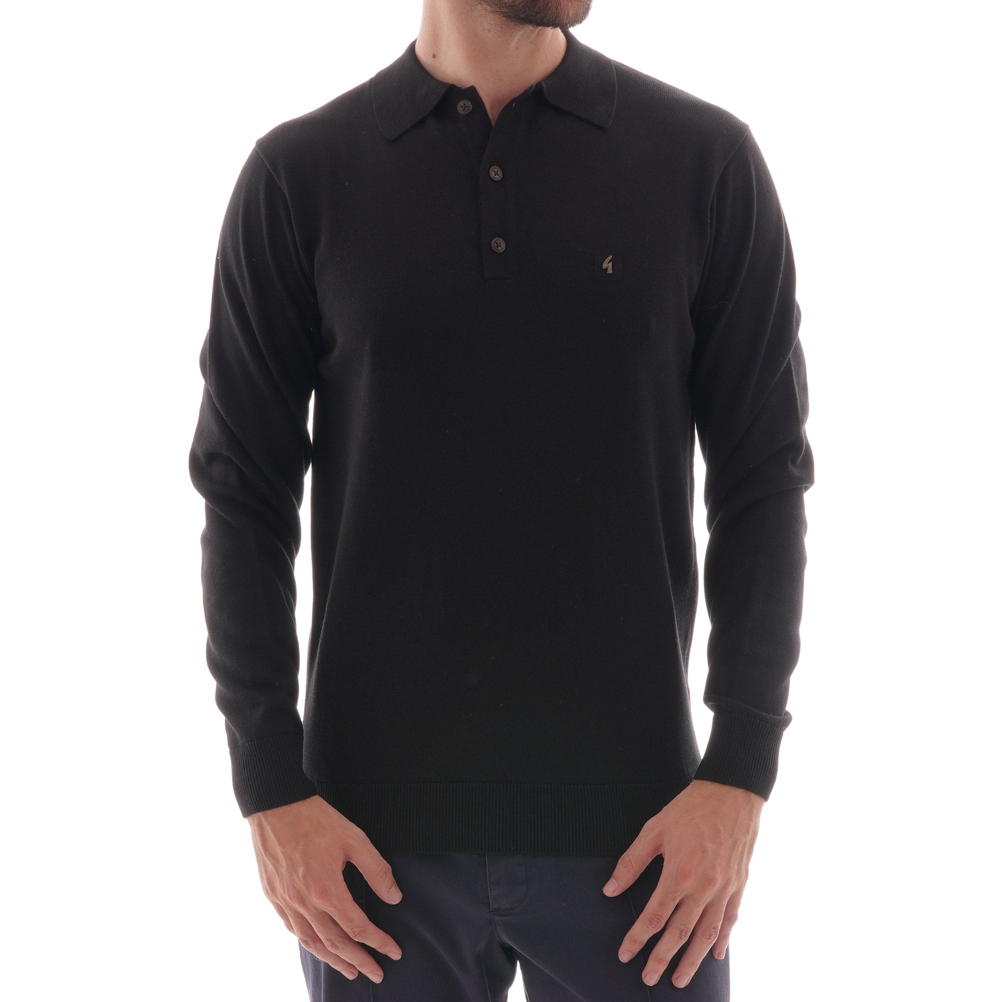 Gabicci Vintage Francesco Knitted Polo Shirt - Black