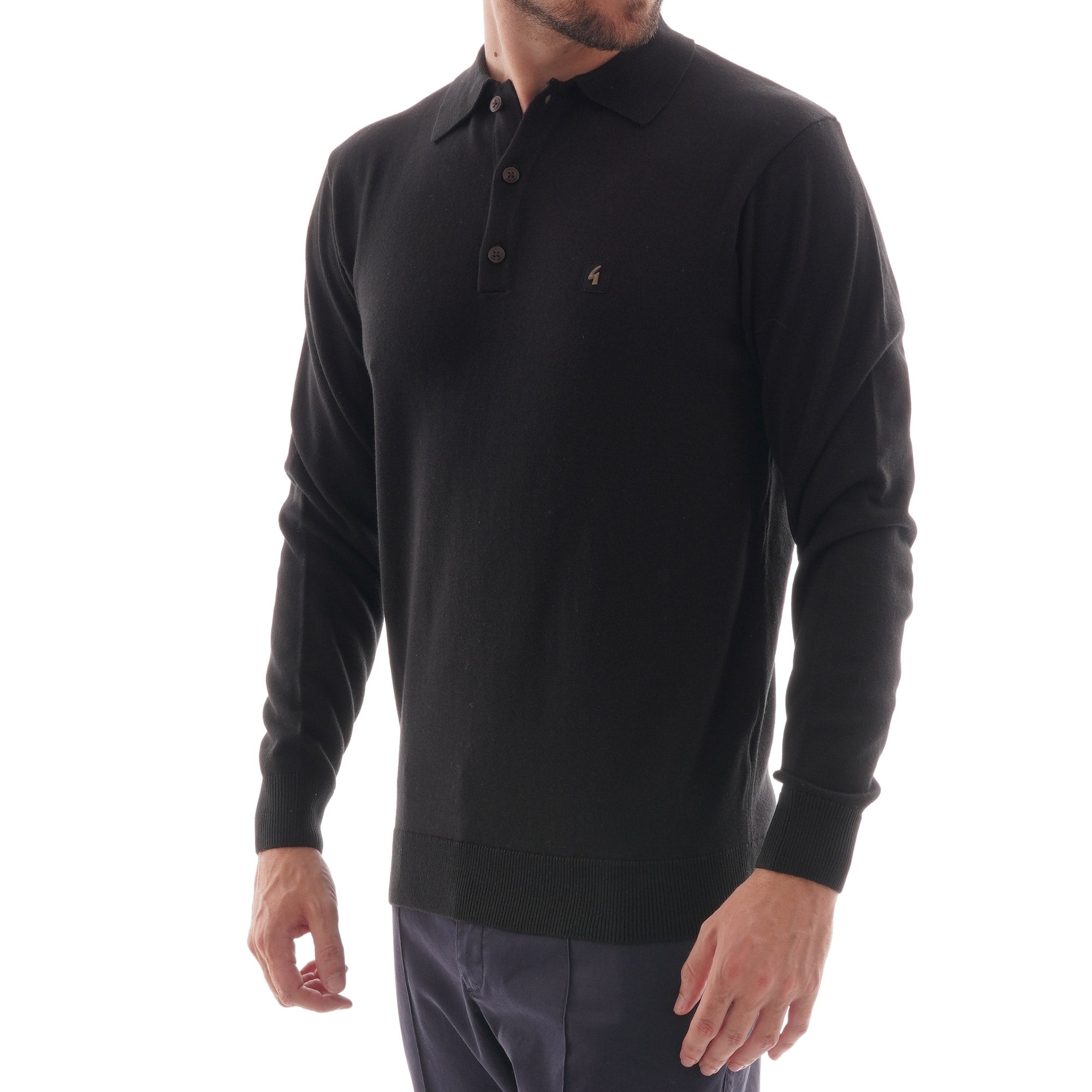 Gabicci Vintage Francesco Knitted Polo Shirt - Black