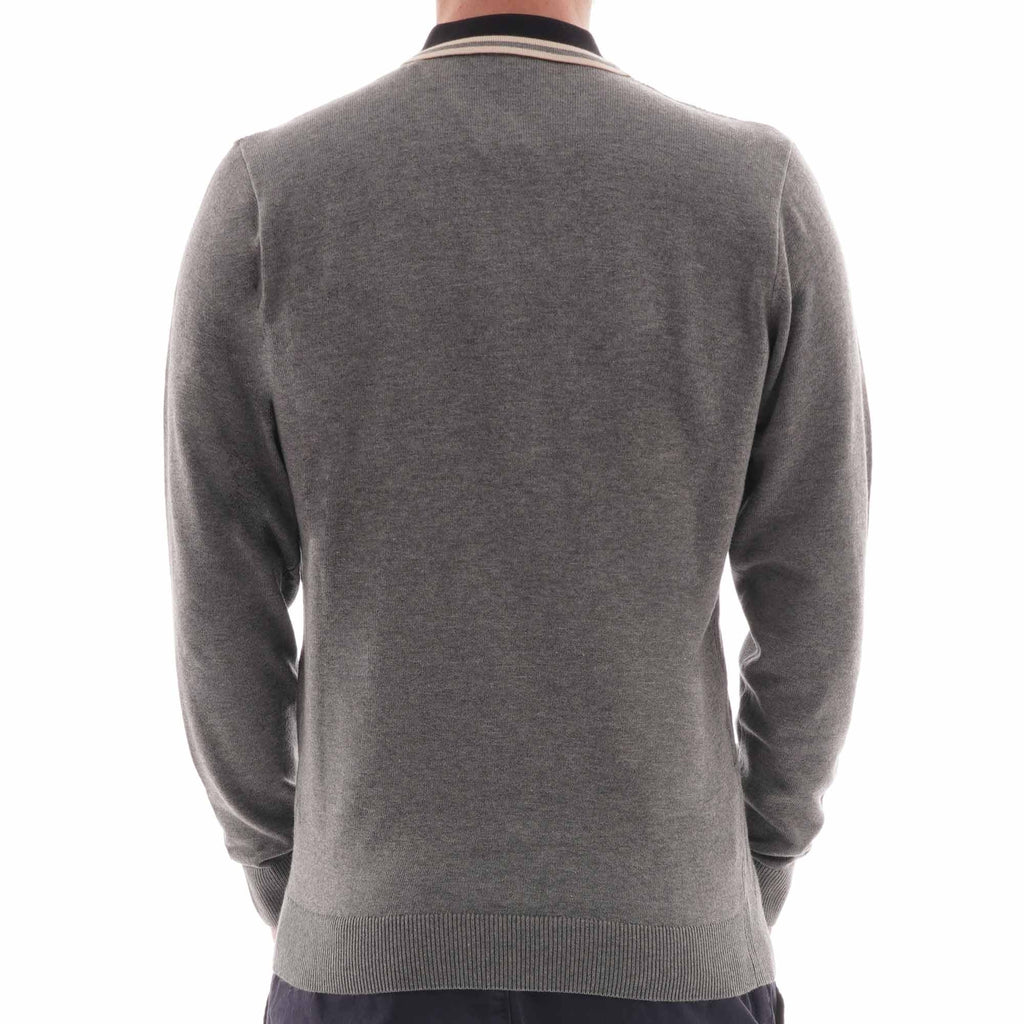 Gabicci Vintage Knitted Bretton Polo Shirt - Grey