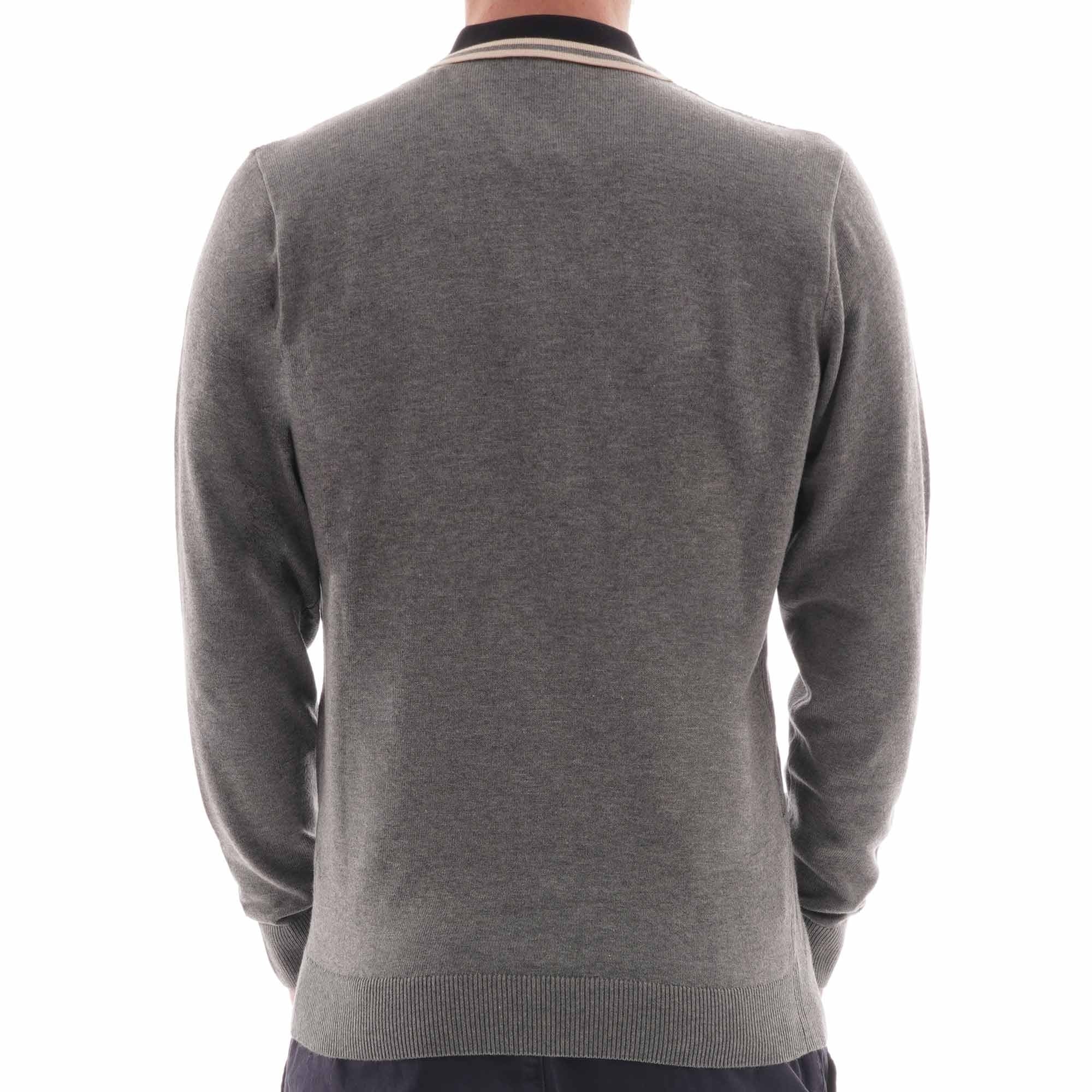 Gabicci Vintage Knitted Bretton Polo Shirt - Grey