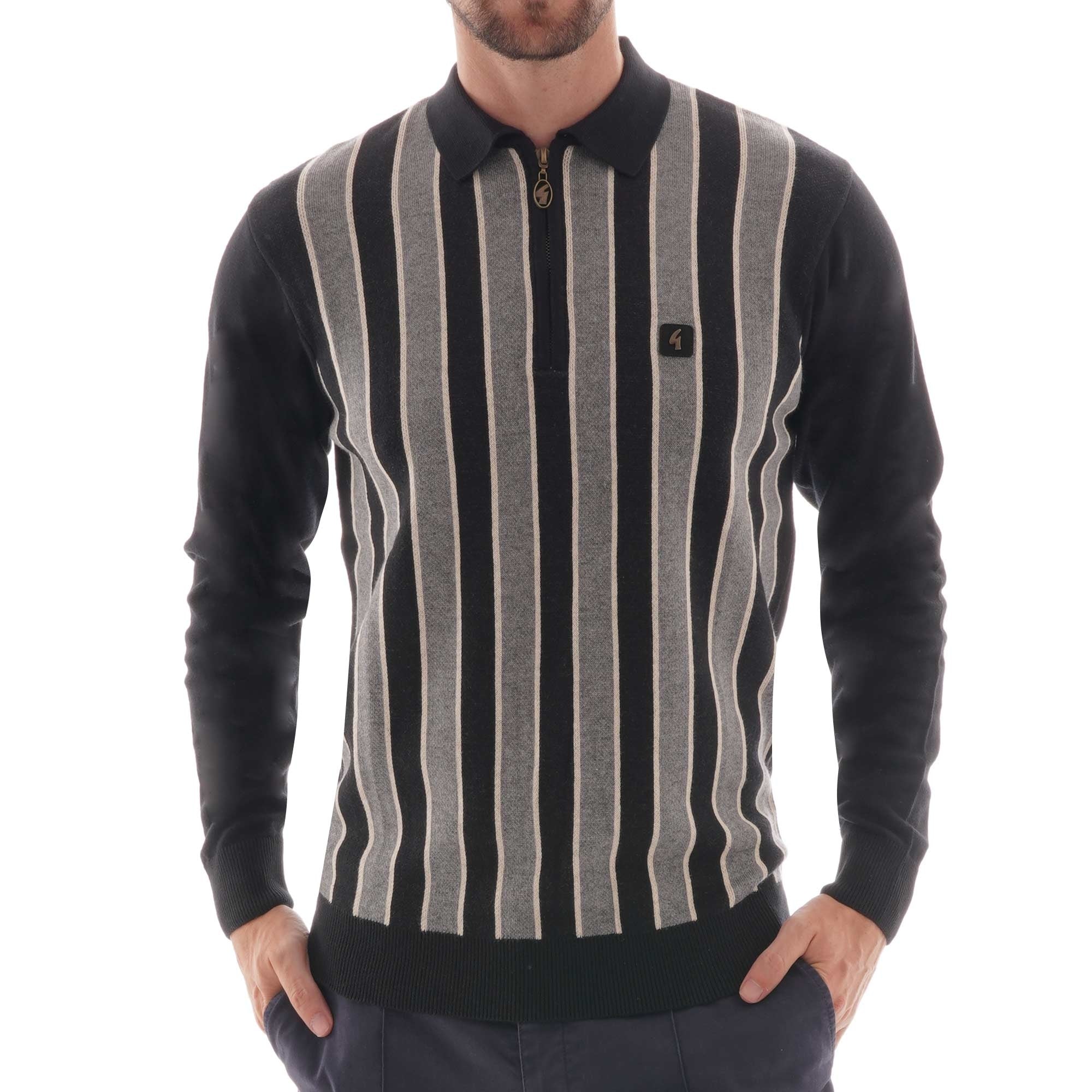 Gabicci Vintage Half Zip Knitwear - Black
