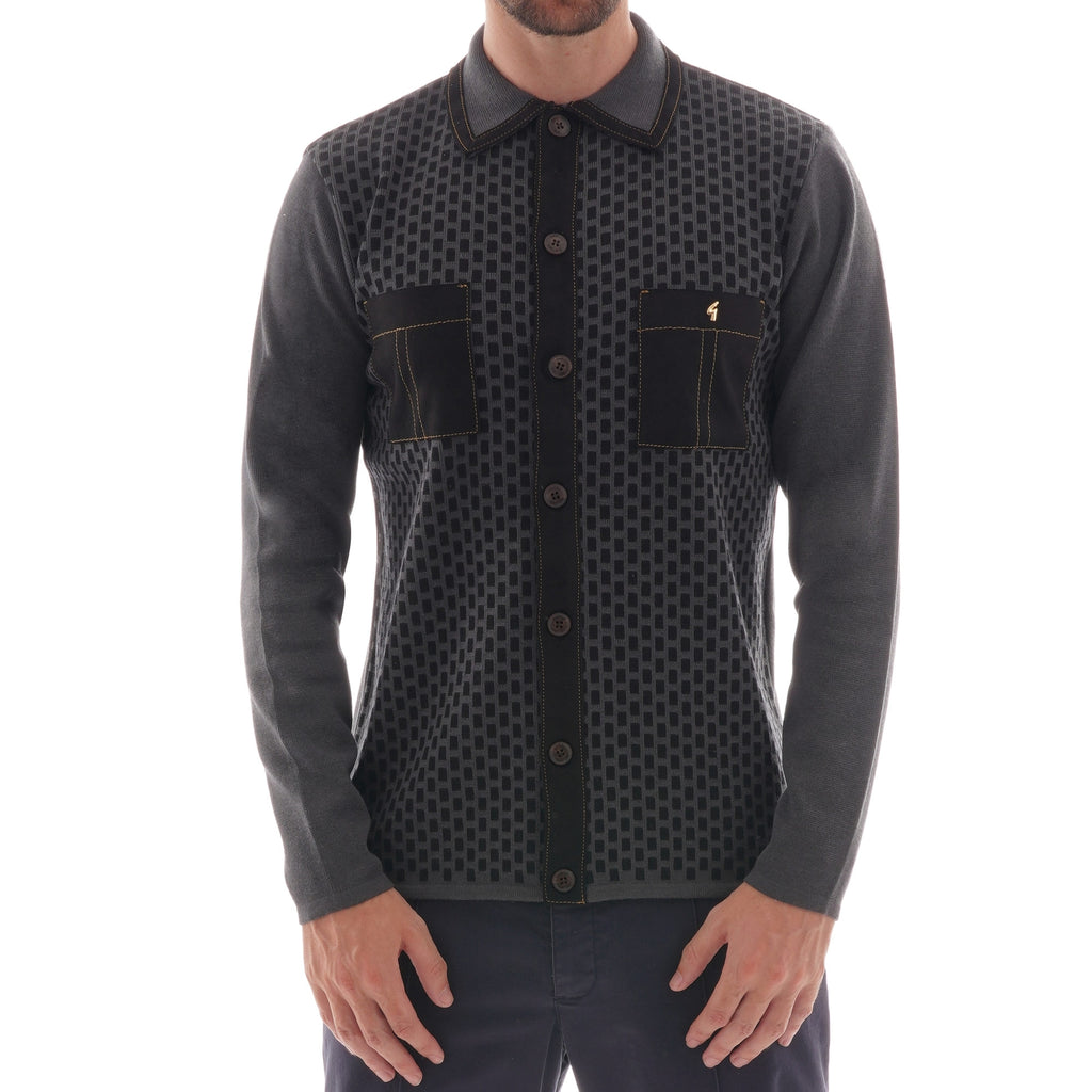 Gabicci Vintage Button Up Block Cardigan - Grey