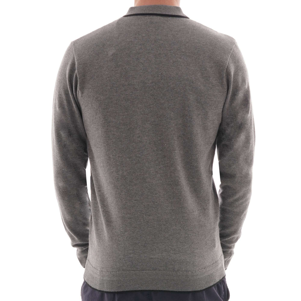 Gabicci Vintage Lineker Long Sleeved Polo - Grey