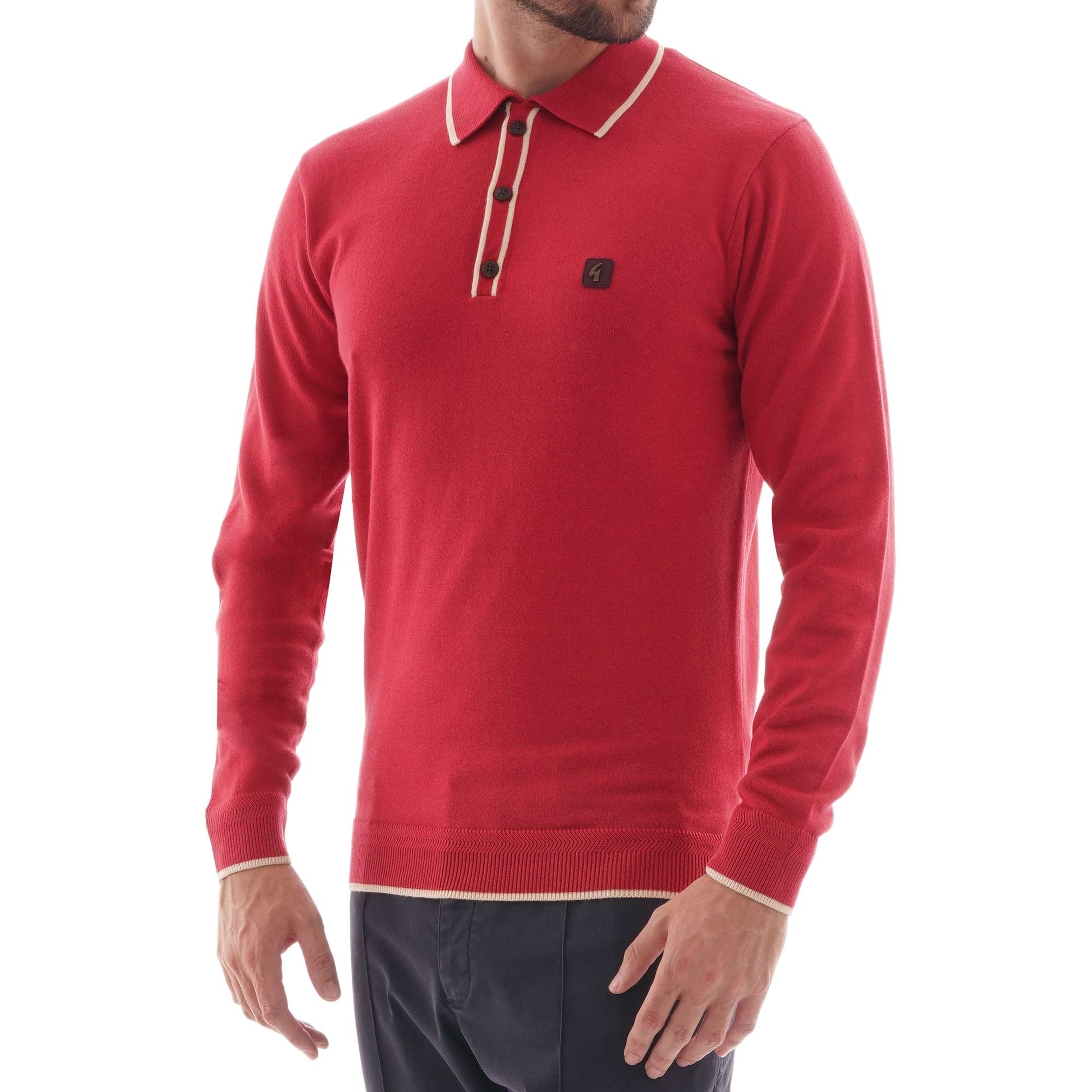 Gabicci Vintage Lineker Long Sleeved Polo - Lava