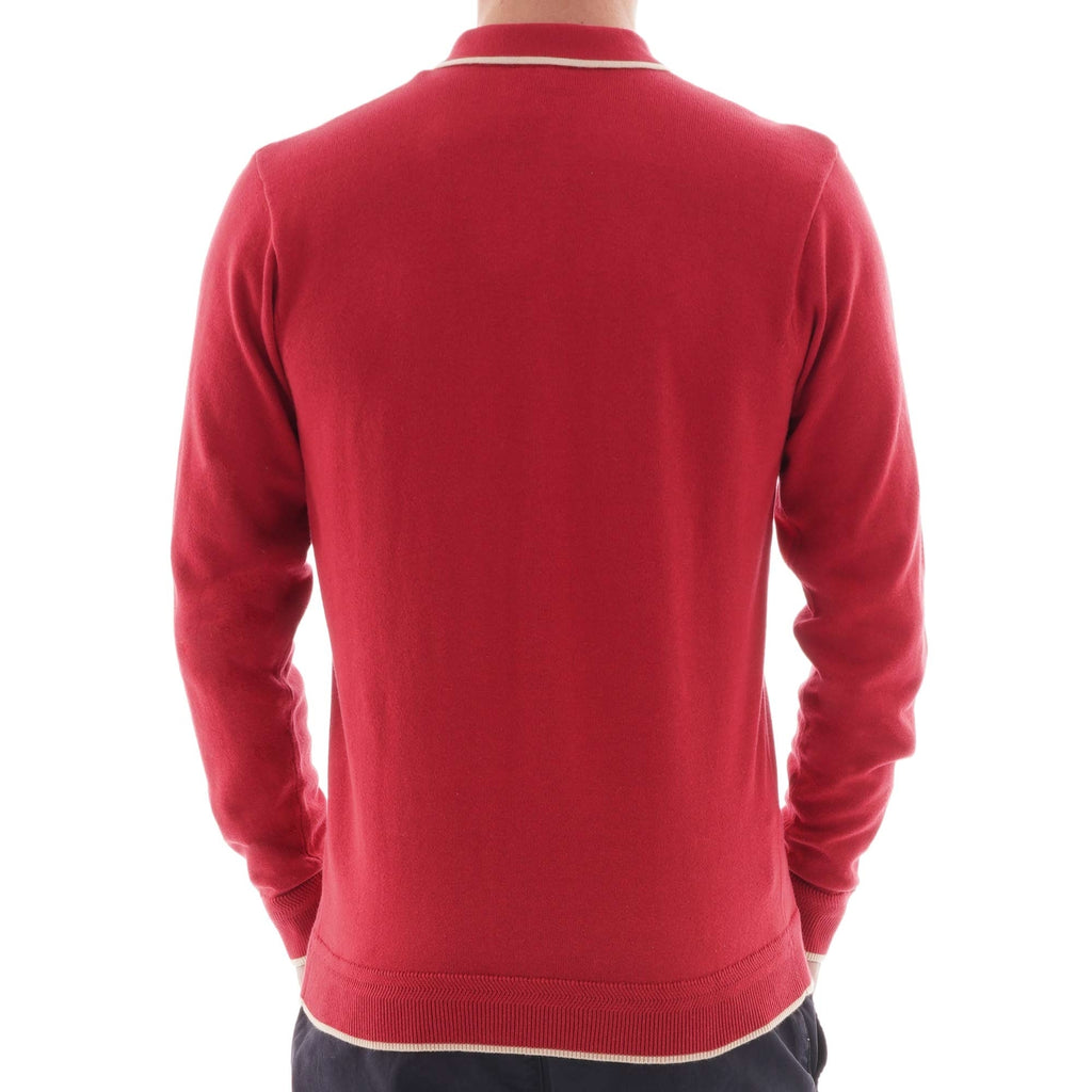 Gabicci Vintage Lineker Long Sleeved Polo - Lava