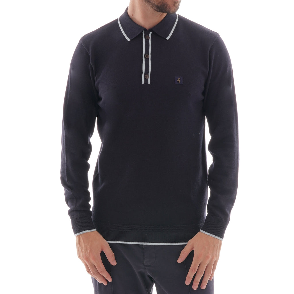 Gabicci Vintage Lineker Long Sleeved Polo - Navy