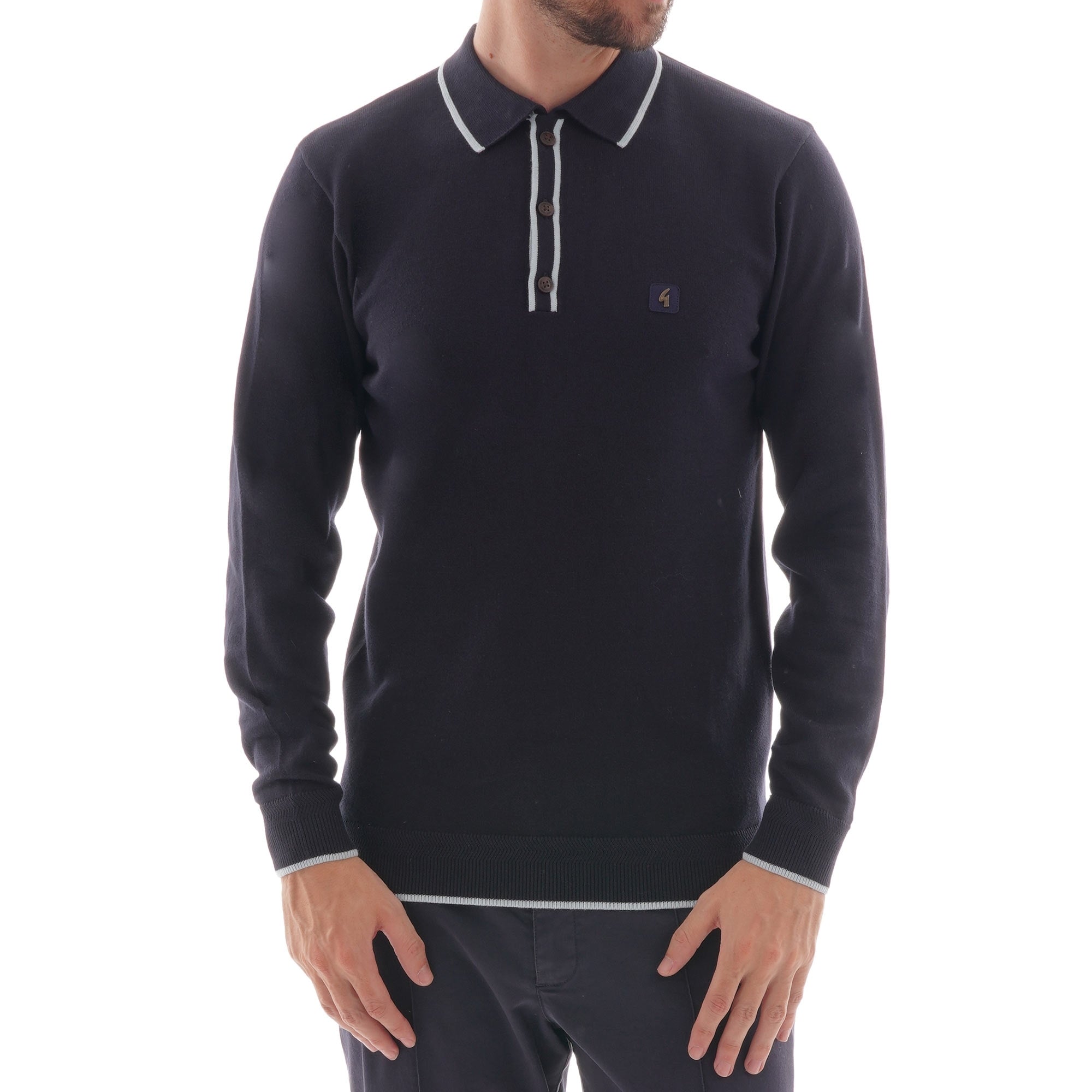 Gabicci Vintage Lineker Long Sleeved Polo - Navy