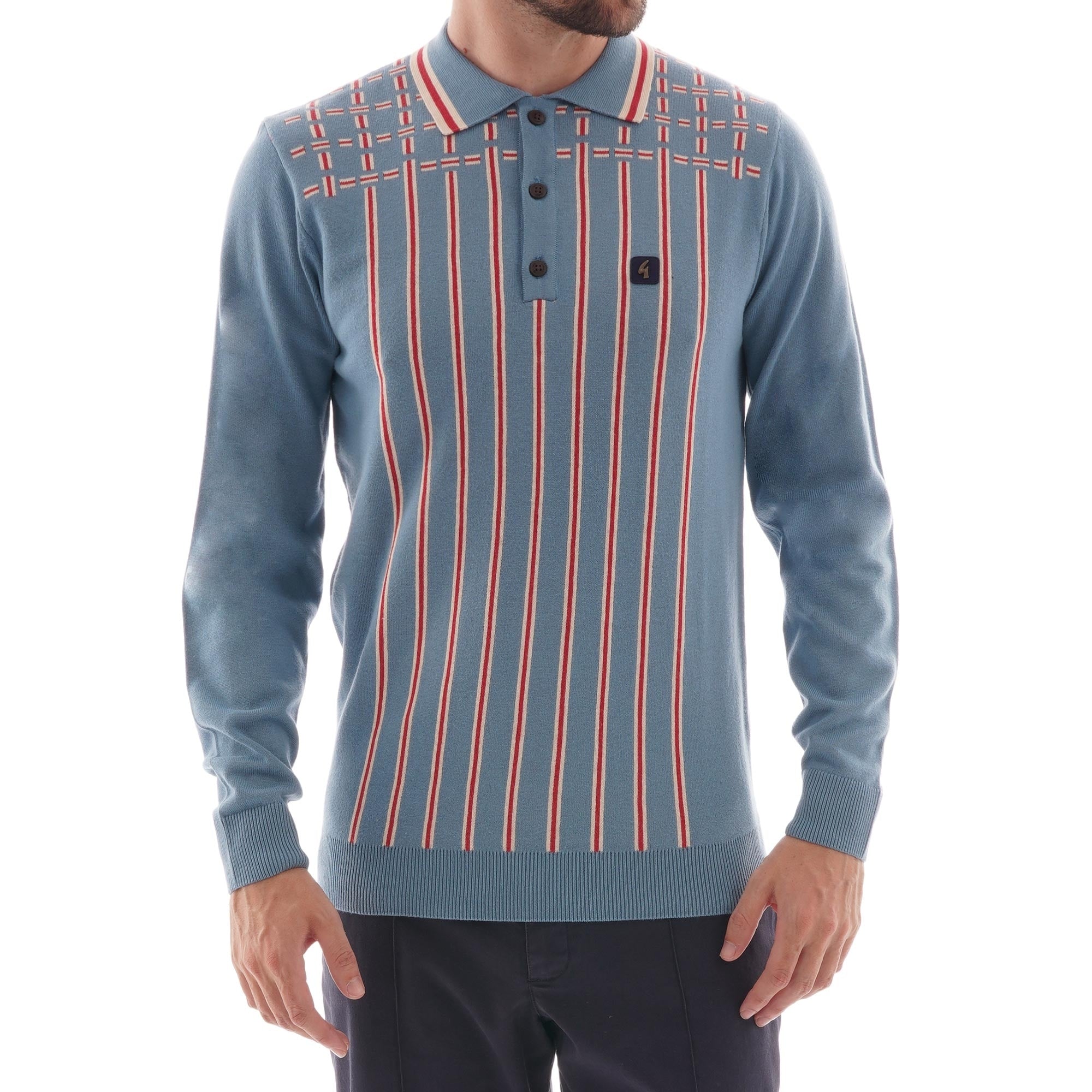 Gabicci Vintage Biome Knitted Polo Shirt - Cadet