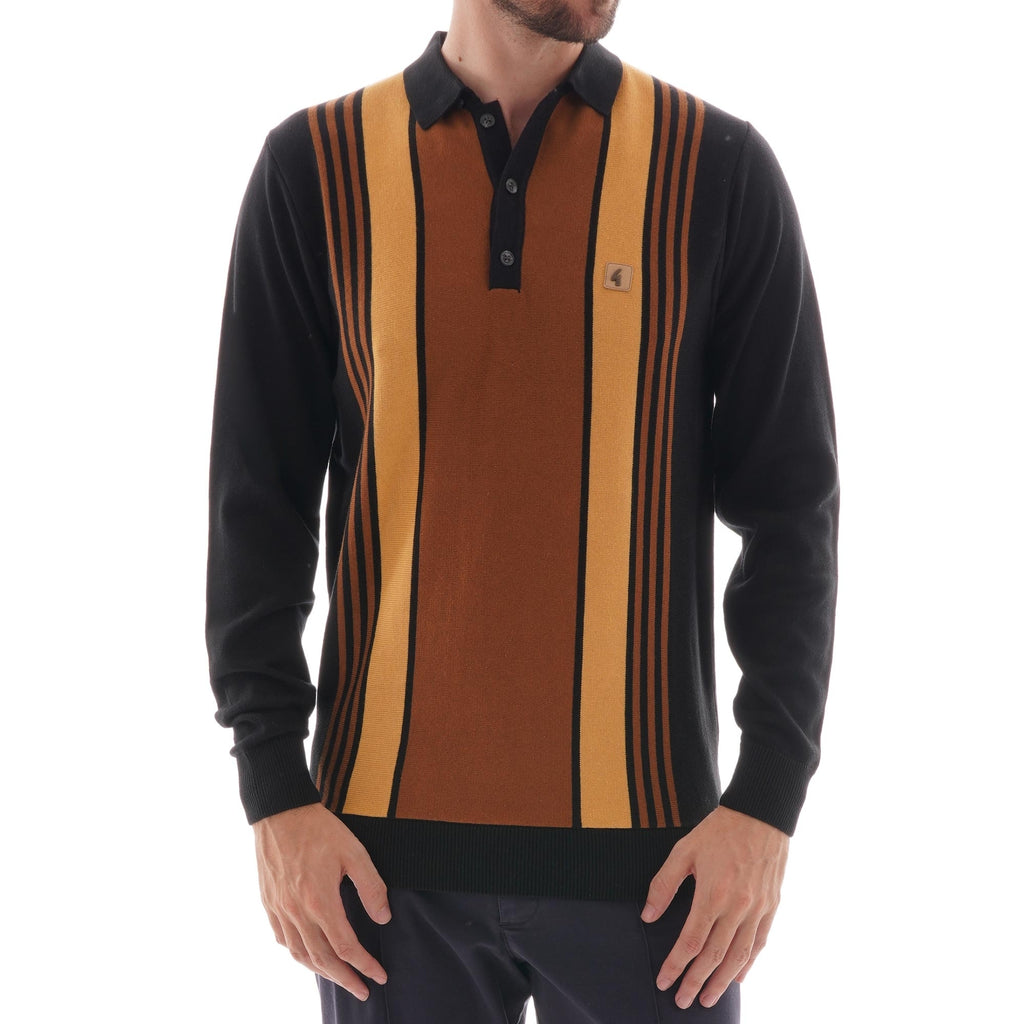 Gabicci Vintage Searle Knitted Polo Shirt - Black