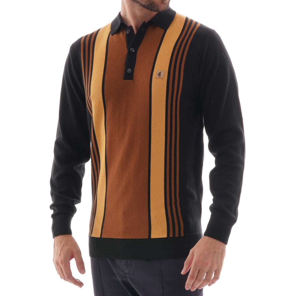 Gabicci Vintage Searle Knitted Polo Shirt - Black
