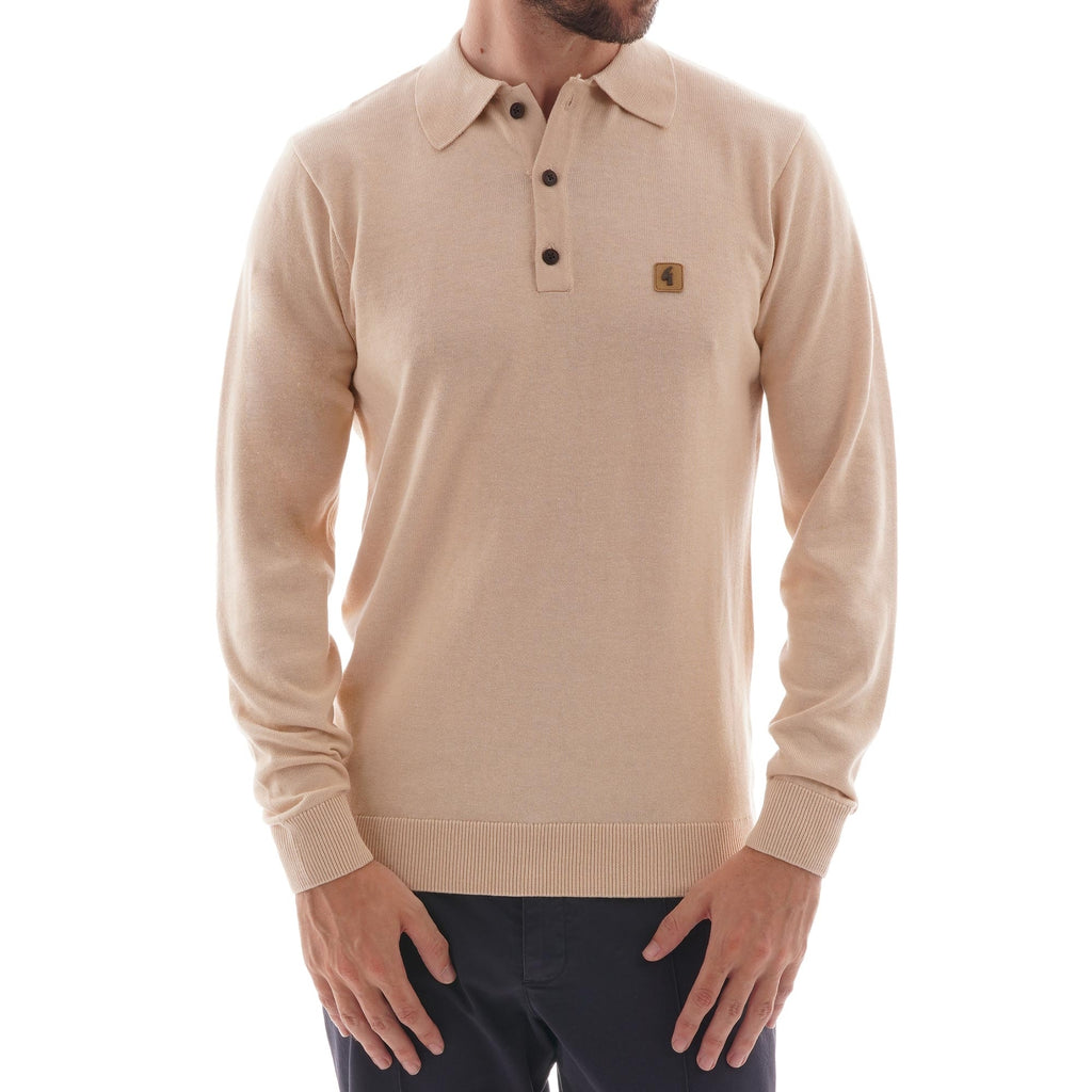 Gabicci Vintage Francesco Knitted Polo Shirt - Oat