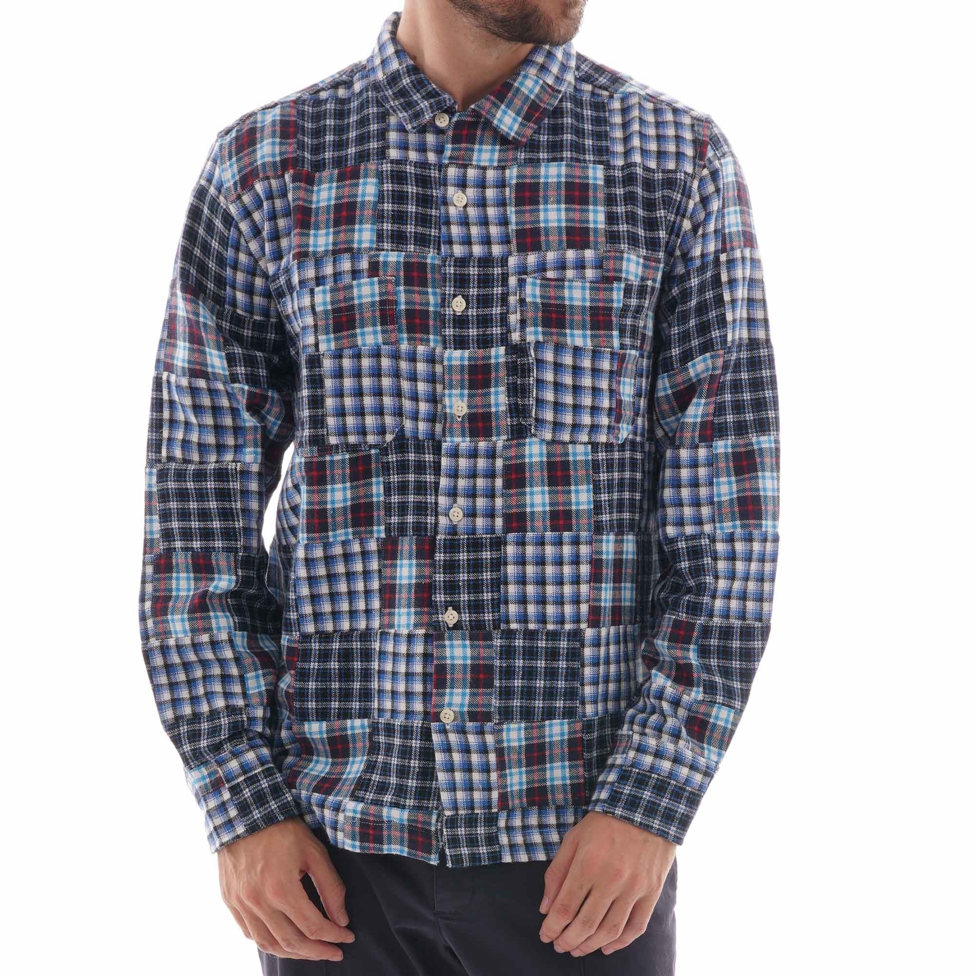 Universal Works Brushed Patchwork Garage Shirt II - Blue