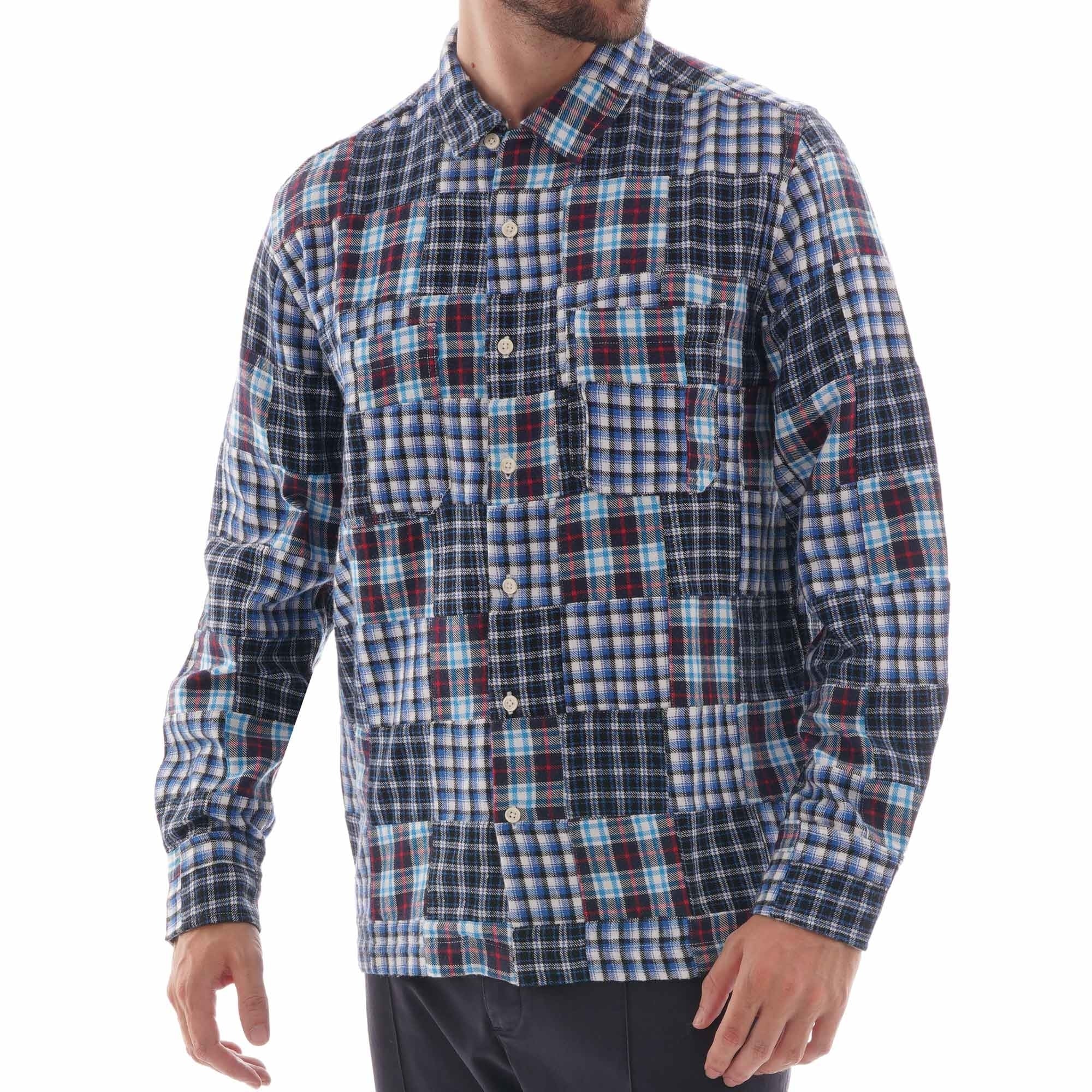 Universal Works Brushed Patchwork Garage Shirt II - Blue