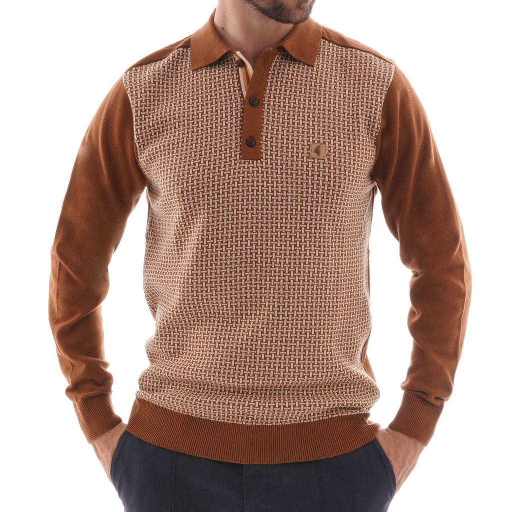 Gabicci Vintage Weaver Knitted Polo Shirt - Honeycomb