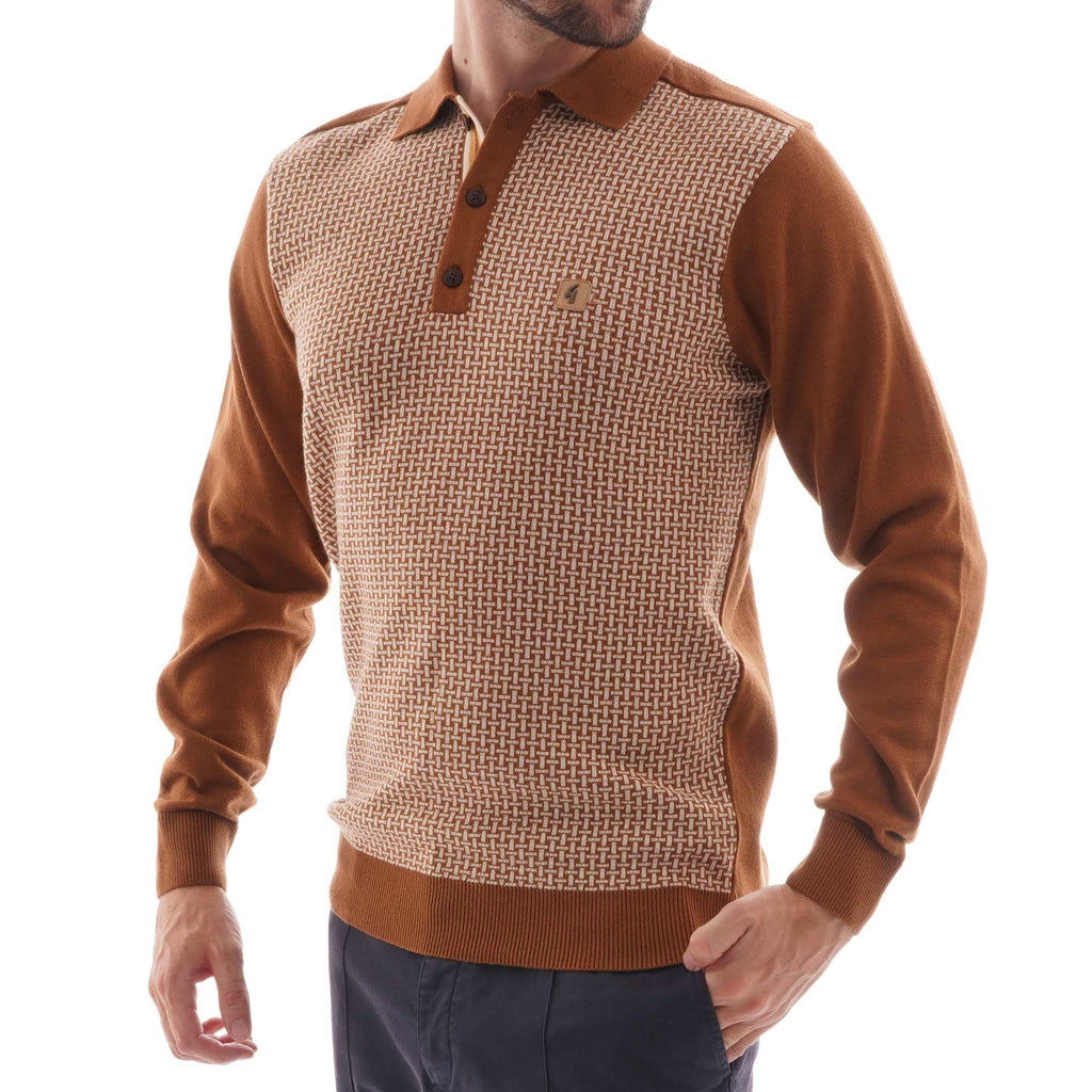 Gabicci Vintage Weaver Knitted Polo Shirt - Honeycomb