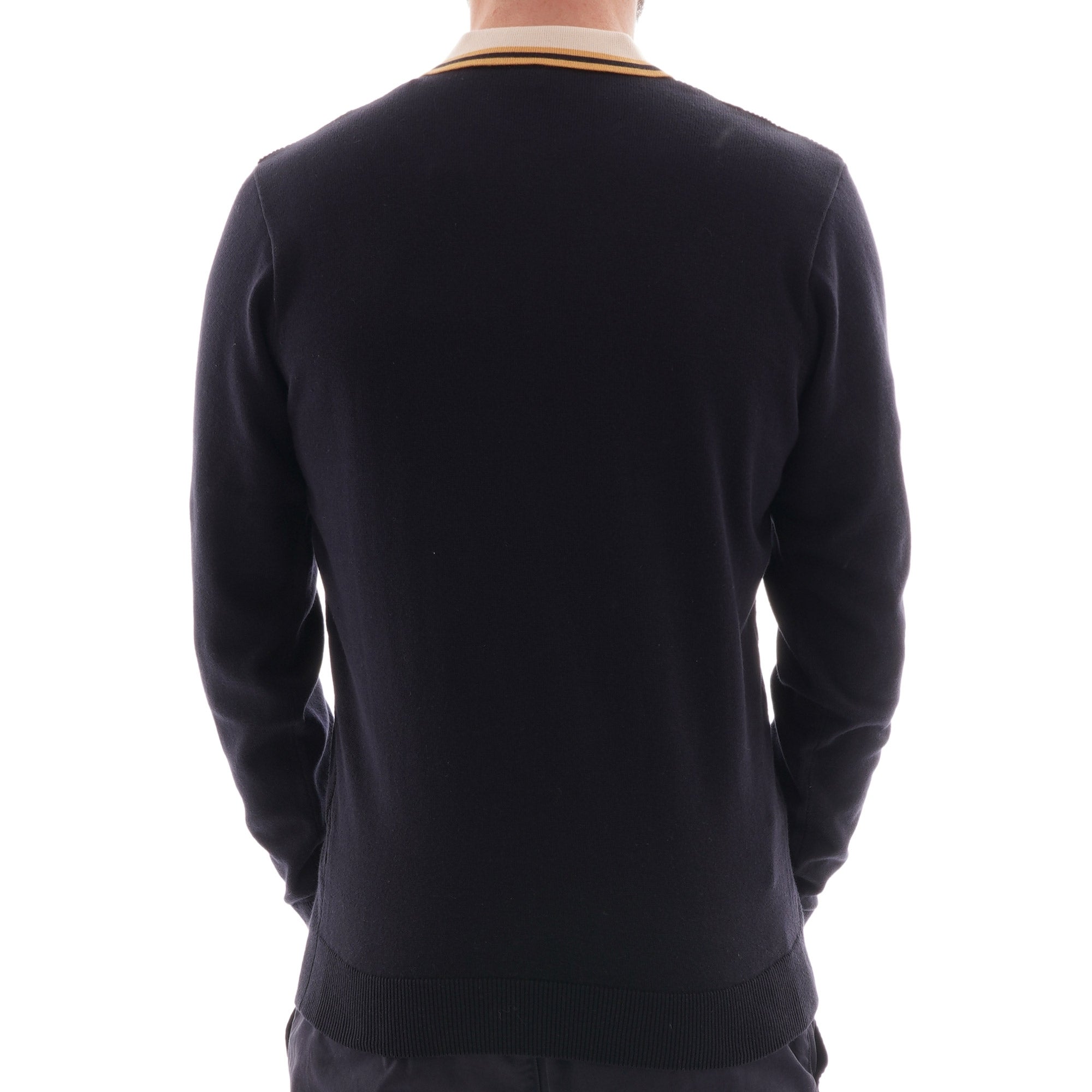 Gabicci Vintage Knitted Bretton Polo Shirt - Navy