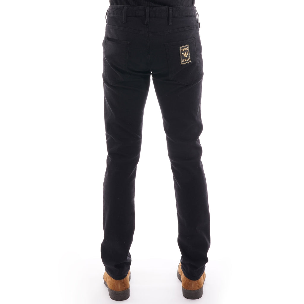 Emporio Armani Slim-Fit J06 Logo Patch Jeans - Black