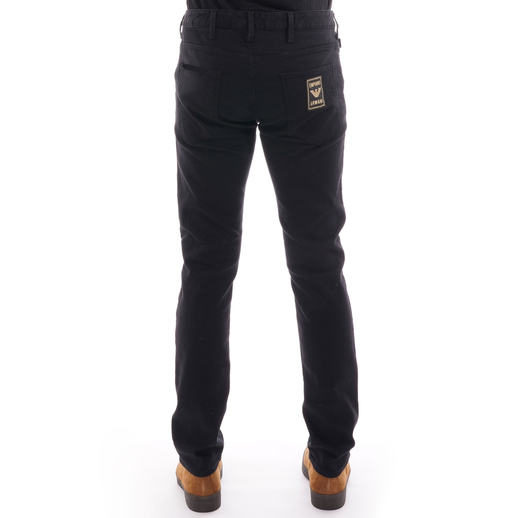 Emporio Armani Slim-Fit J06 Logo Patch Jeans - Black