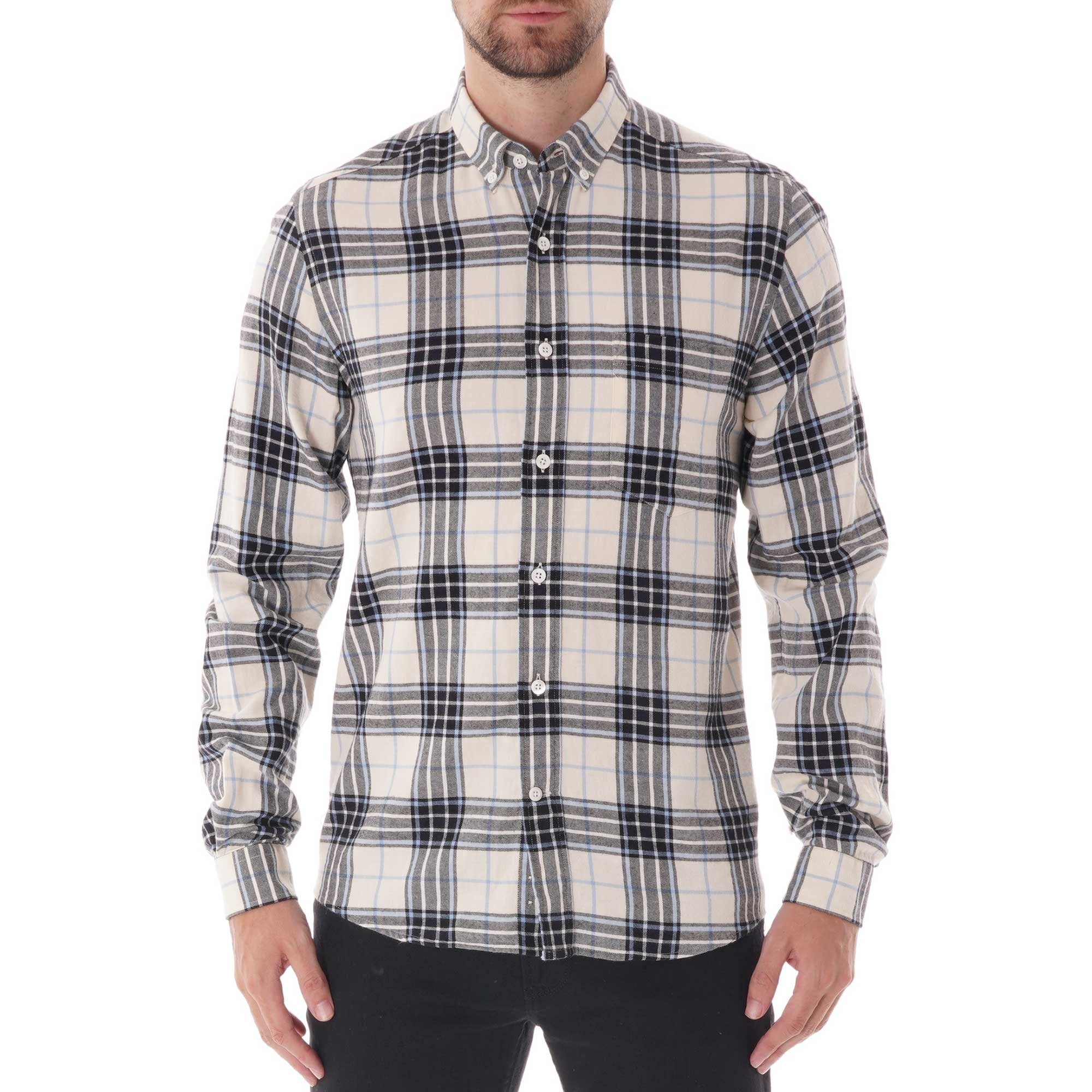 AMI Button Down Flannel Shirt - Blue/White Check