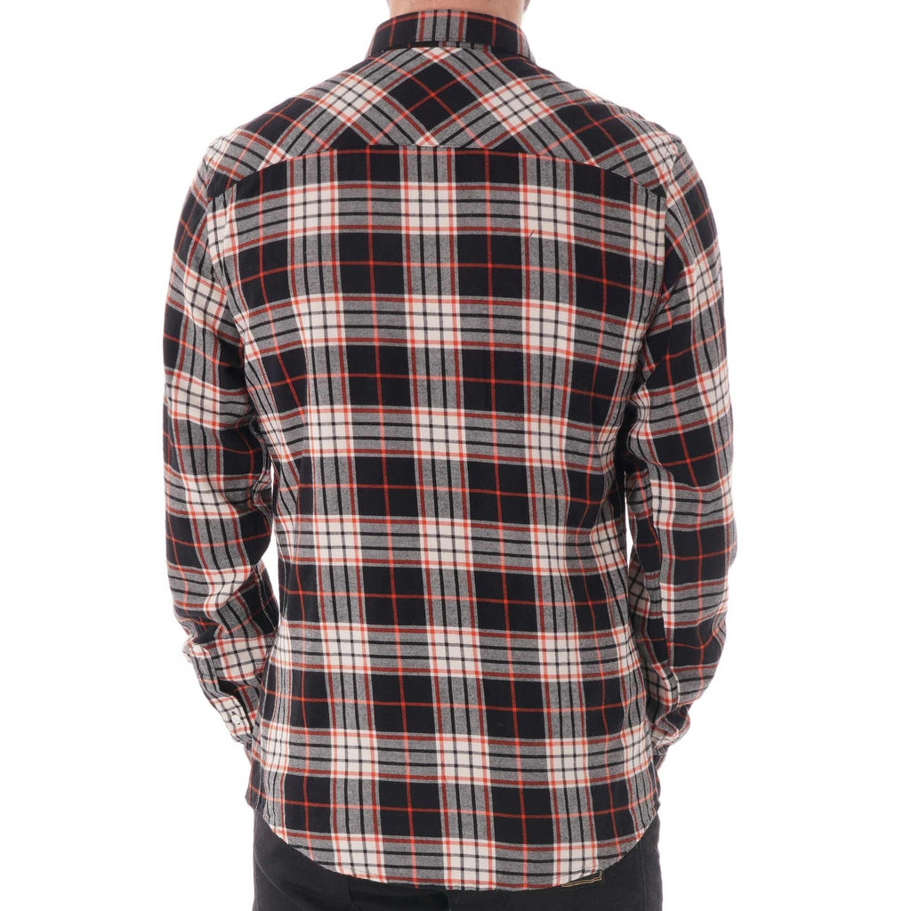 AMI Button Down Flannel Shirt - White/Orange Check