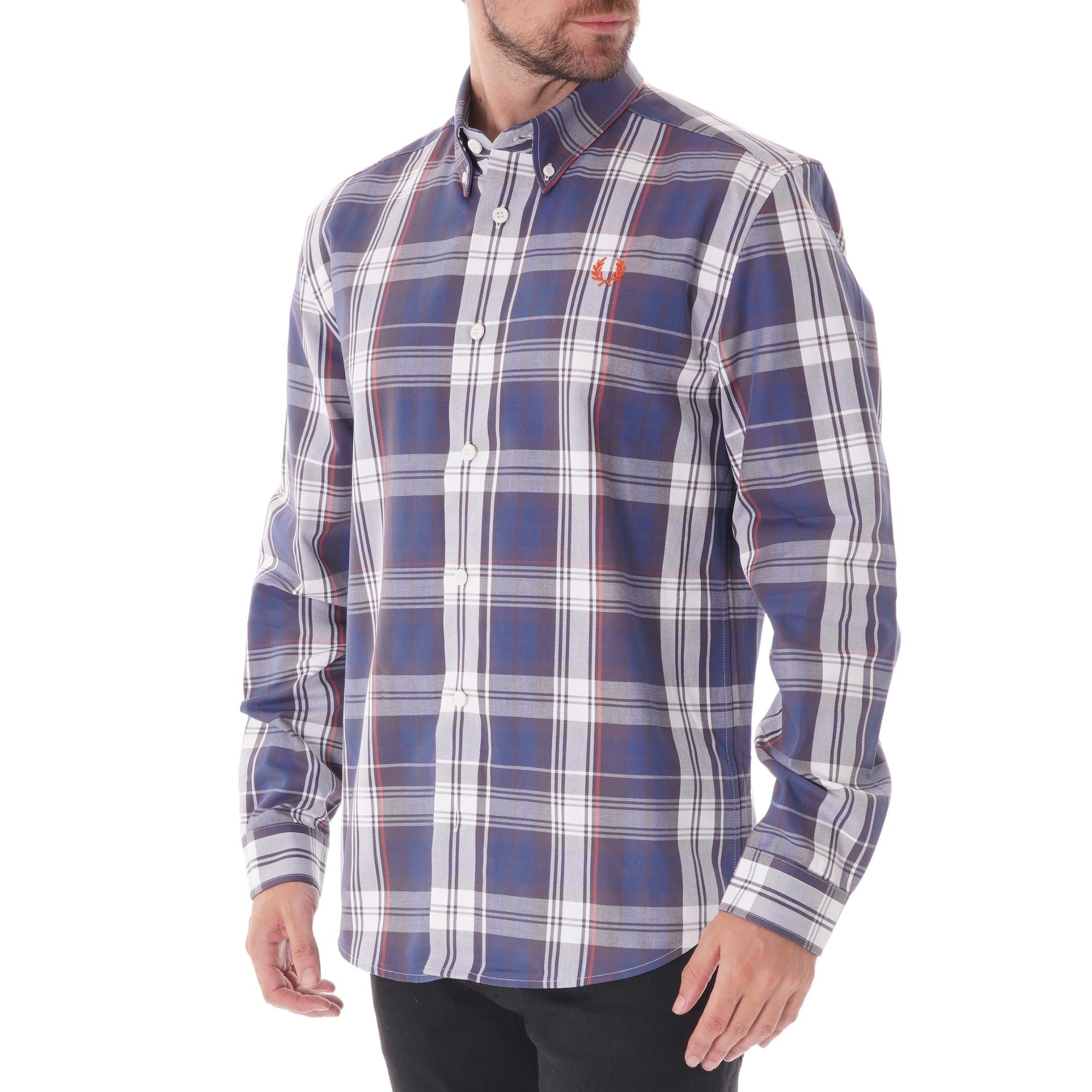 Fred Perry Twill Check Shirt - Midnight Blue