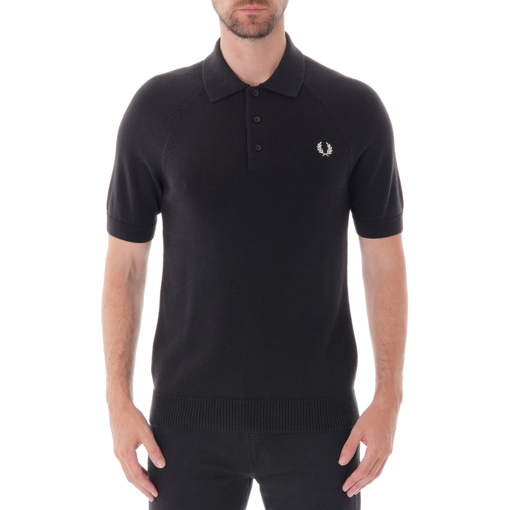 Fred Perry Textured Knit Polo - Black