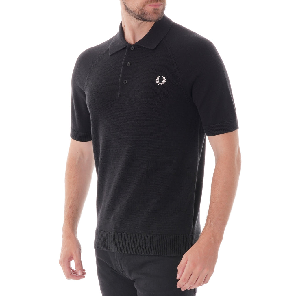 Fred Perry Textured Knit Polo - Black