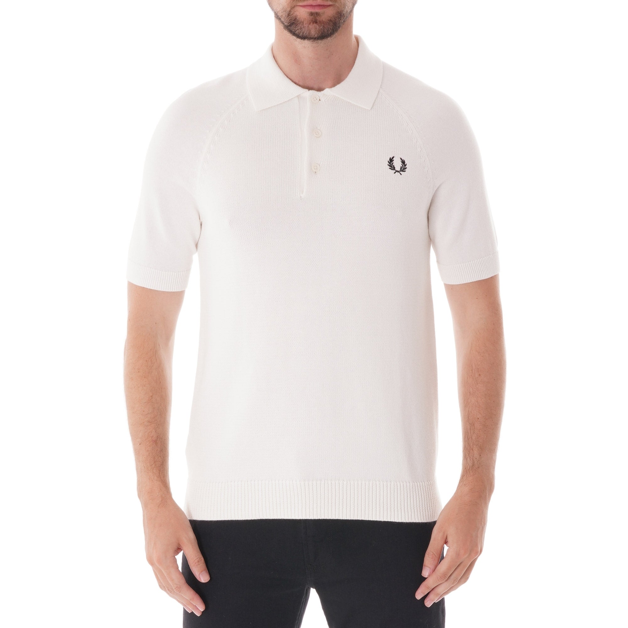 Fred Perry Textured Knit Polo - Snow White